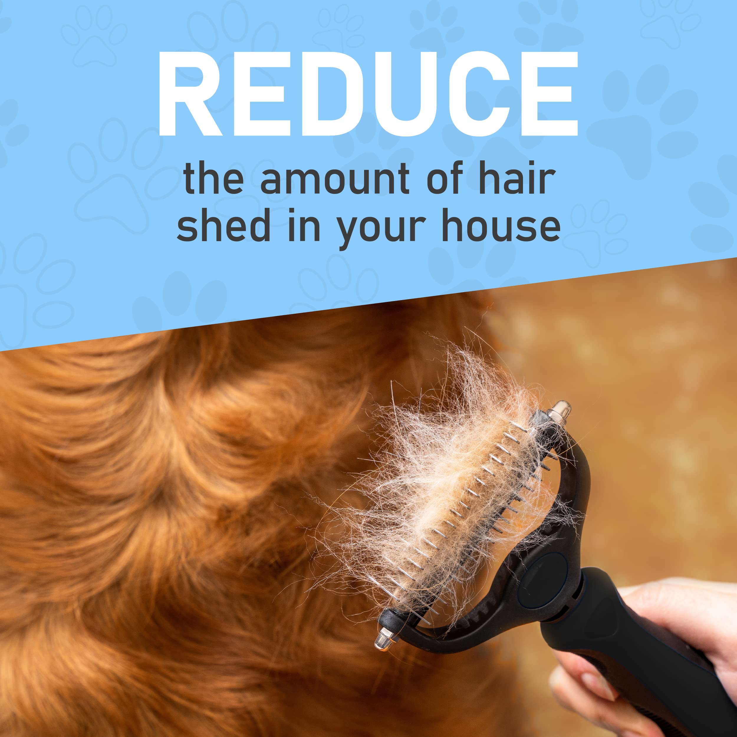 Maxpower Planet Pet Grooming Brush - Double Sided Shedding, Dematting Undercoat Rake For Dogs, Cats - Extra Wide Dog Grooming Brush, Dog Brush For Shedding, Cat Brush, Reduce Shedding By 95%, Black