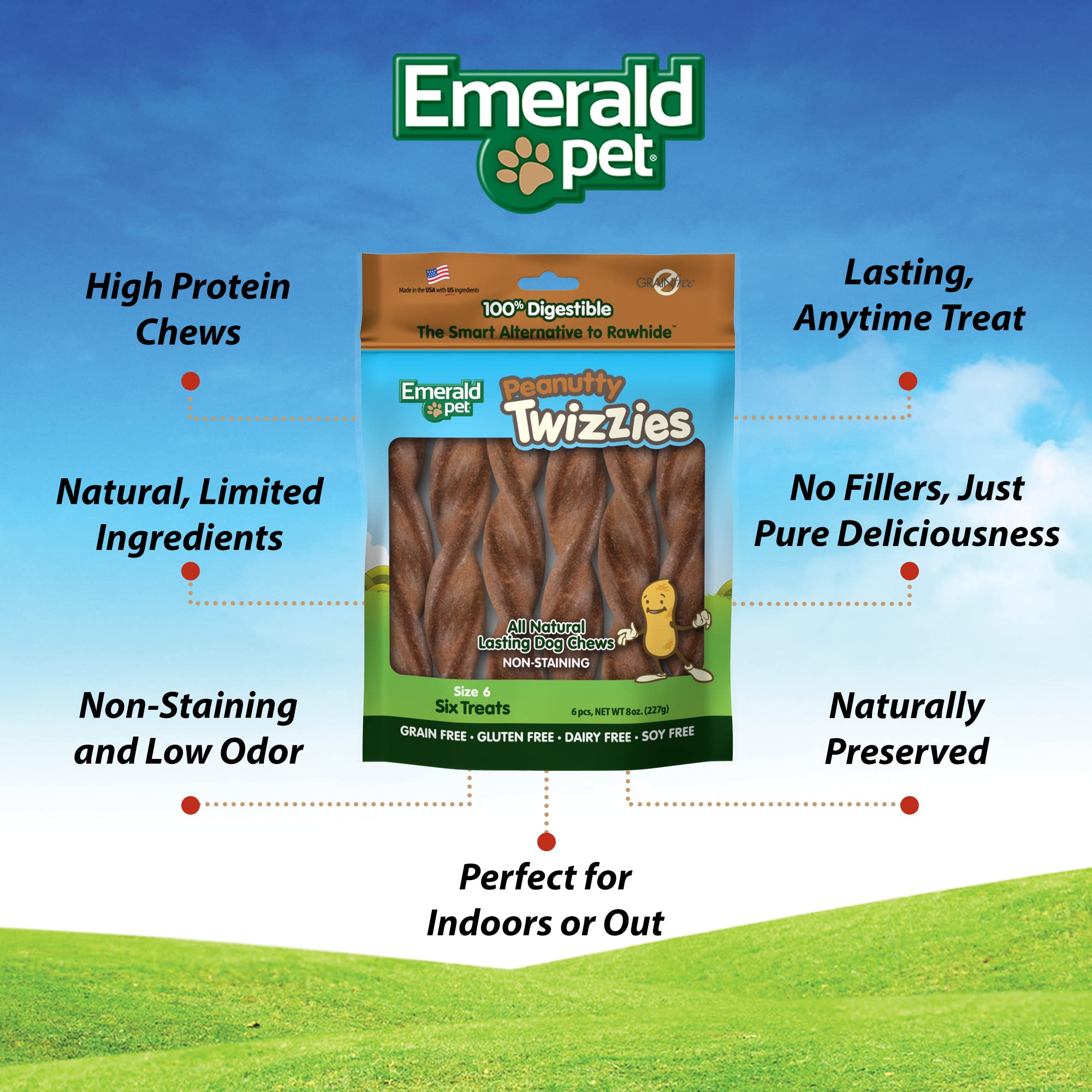 Emerald Pet Peanutty Twizzies Natural Dog Chews