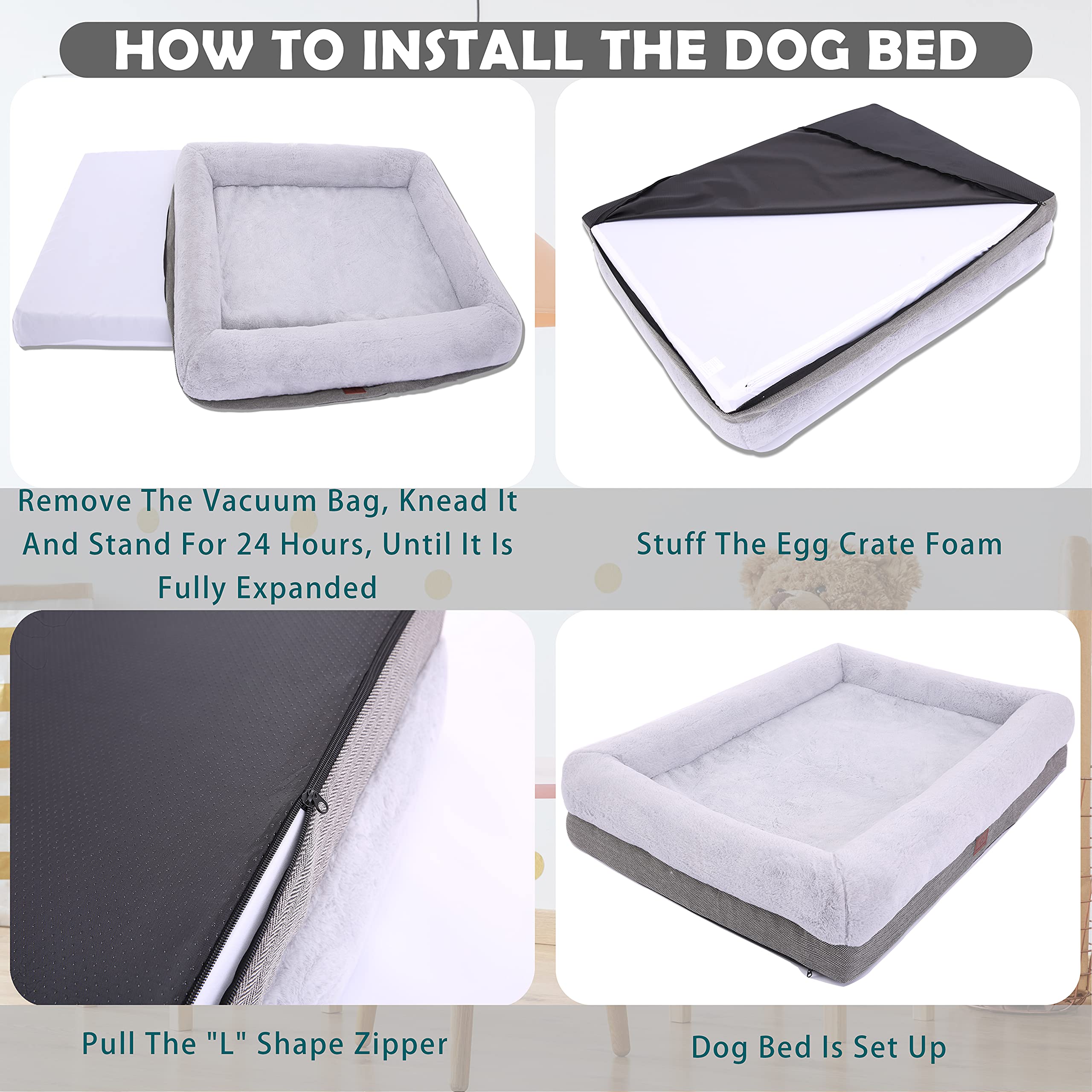 WINDRACING Orthopedic Dog Bed for Extra Large Dogs, Bolster Sides Dogs Sofa Bed with Removable Washable Cover & Non-Skid Bottom,