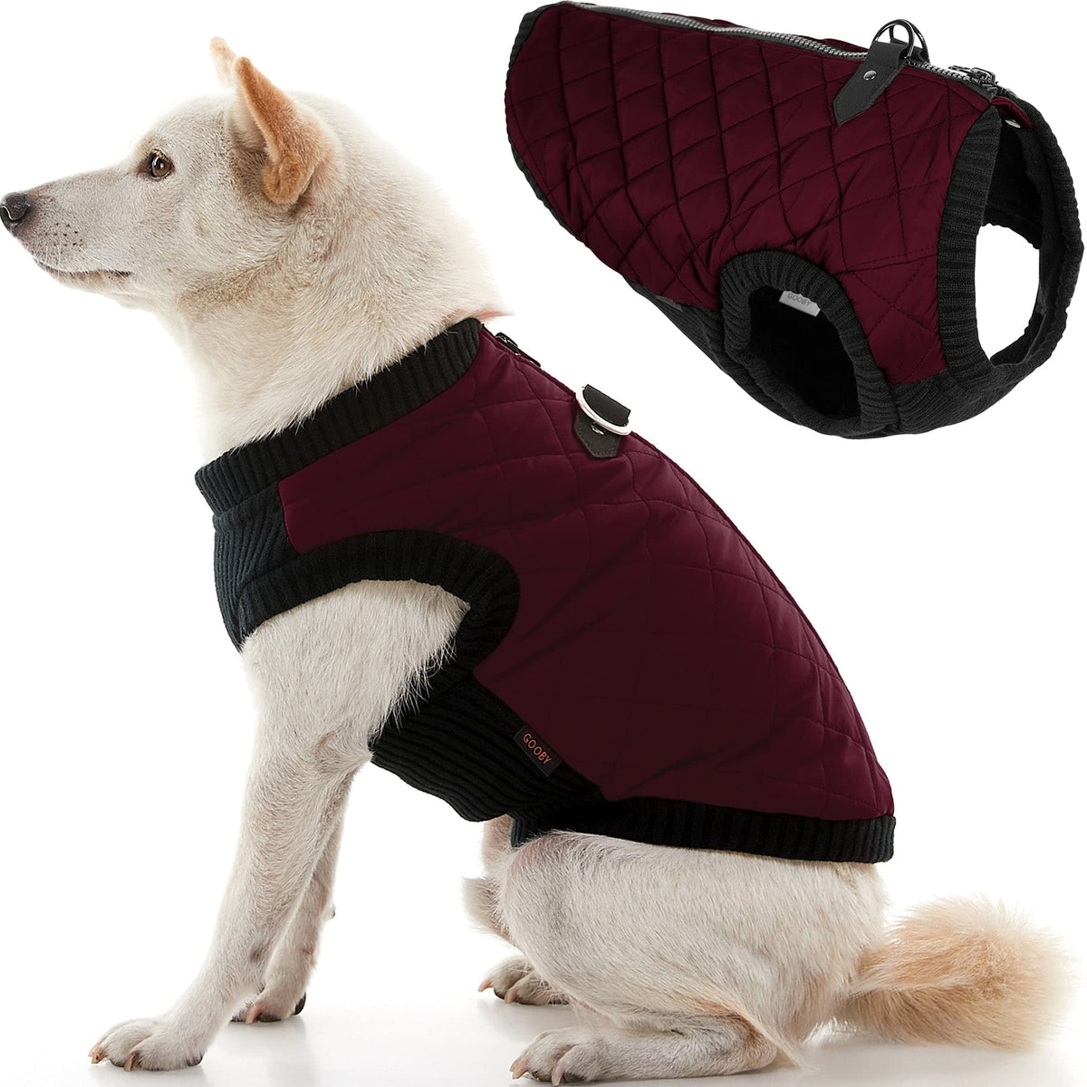 Gooby Fashion Vest Dog Jacket - Purple, Small - Warm Zip Up Dog Bomber Vest With Dual D Ring Leash - Winter Water Resistant Small Dog Sweater - Dog Clothes For Small Dogs Boy Or Medium Dogs