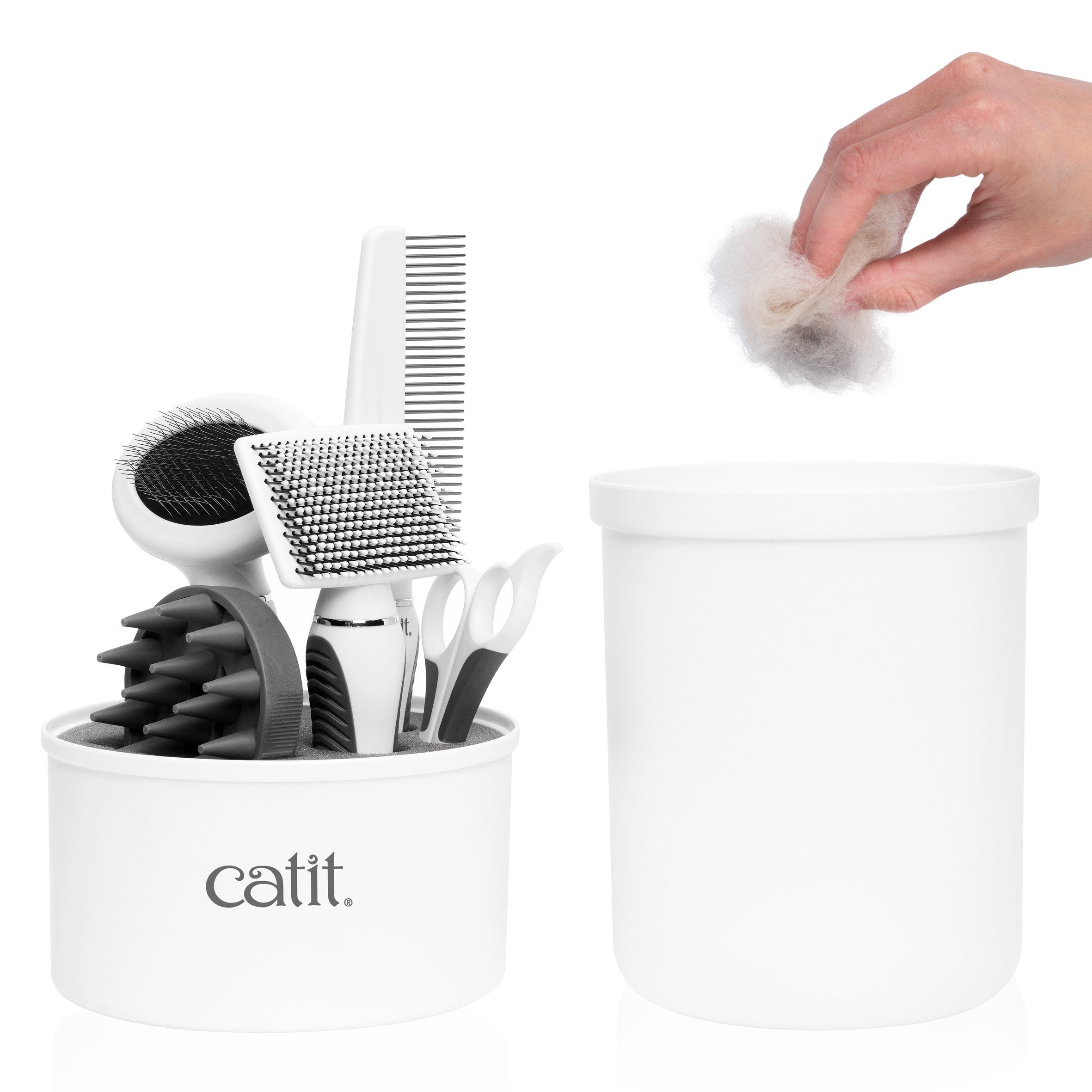 Catit Senses 2.0 Short Hair Cat Grooming Kit,White, 6 Piece Set
