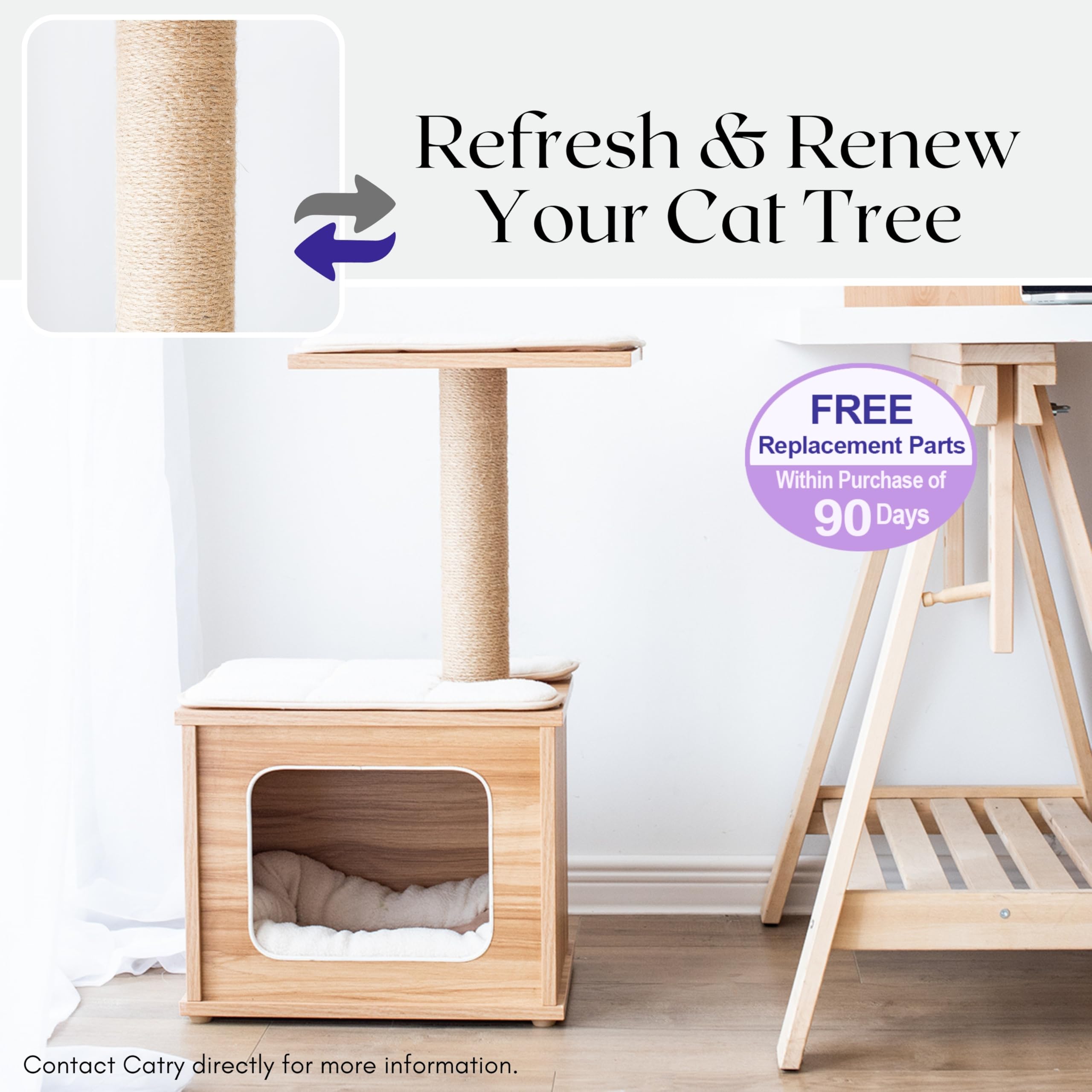 Catry Cat Tree With Feather Toy - Cozy Design Of Cat Hammock Allure Kitten To Lounge In, Cats Love To Lazily Recline While Playing With Feather Toy And Scratching Post, (Innovative Arrival)