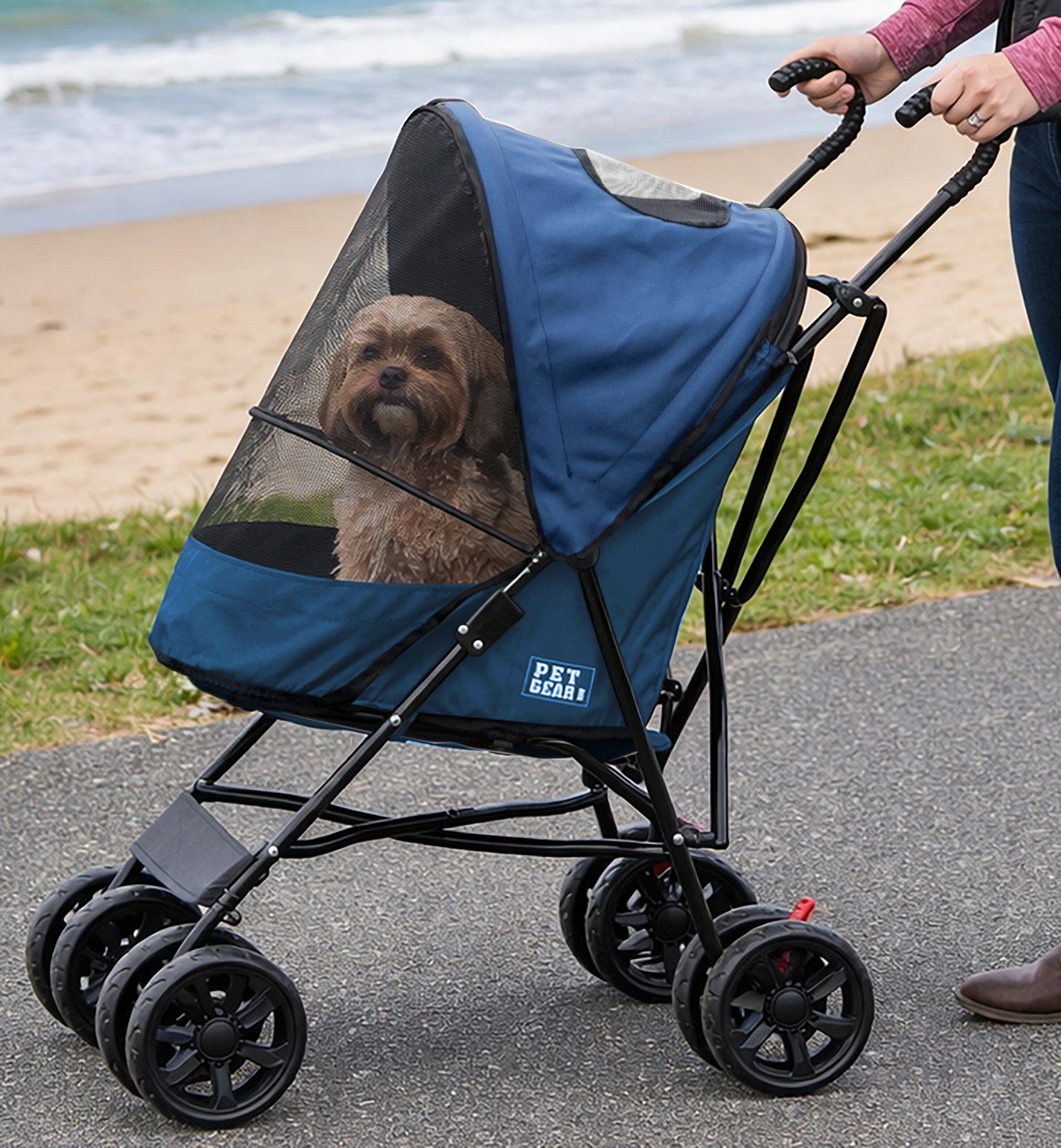 Pet Gear Travel Lite Plus Stroller, Compact, Easy Fold, No Assembly Required, Large Wheels for Cats and Dogs up to 15 pounds, Ca