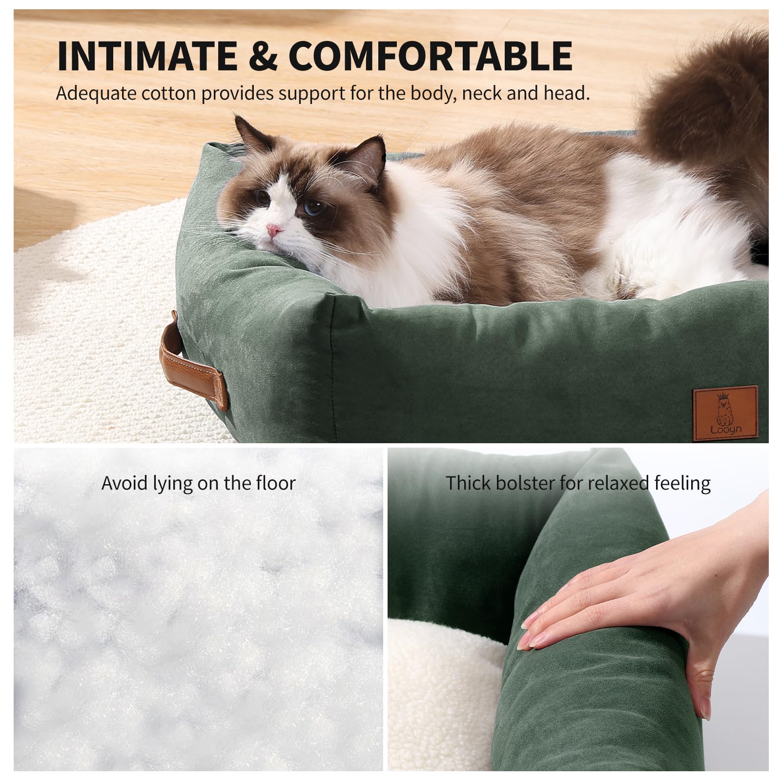 Looyn 20In Dog Bed For Small Dogs & Cats - Washable Rectangle Cat Kitten Bed For Indoor Pets, Cozy Cute Puppy Bed With Non-Slip