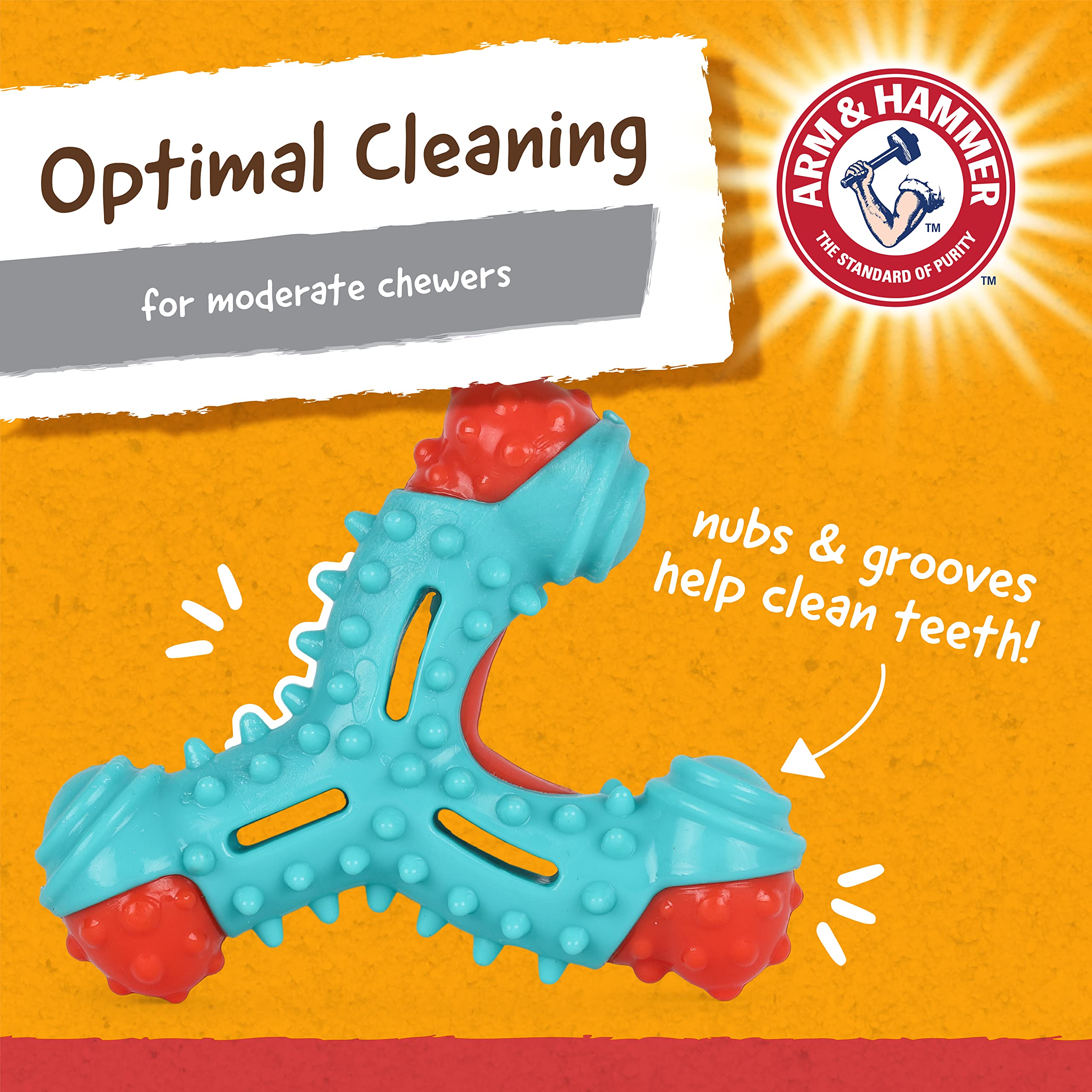 Arm & Hammer for Pets Nubbies Wishbone Dog Dental Toy | Best Dog Chew Toy for Moderate Chewers | Helps Reduce Plaque & Tartar |