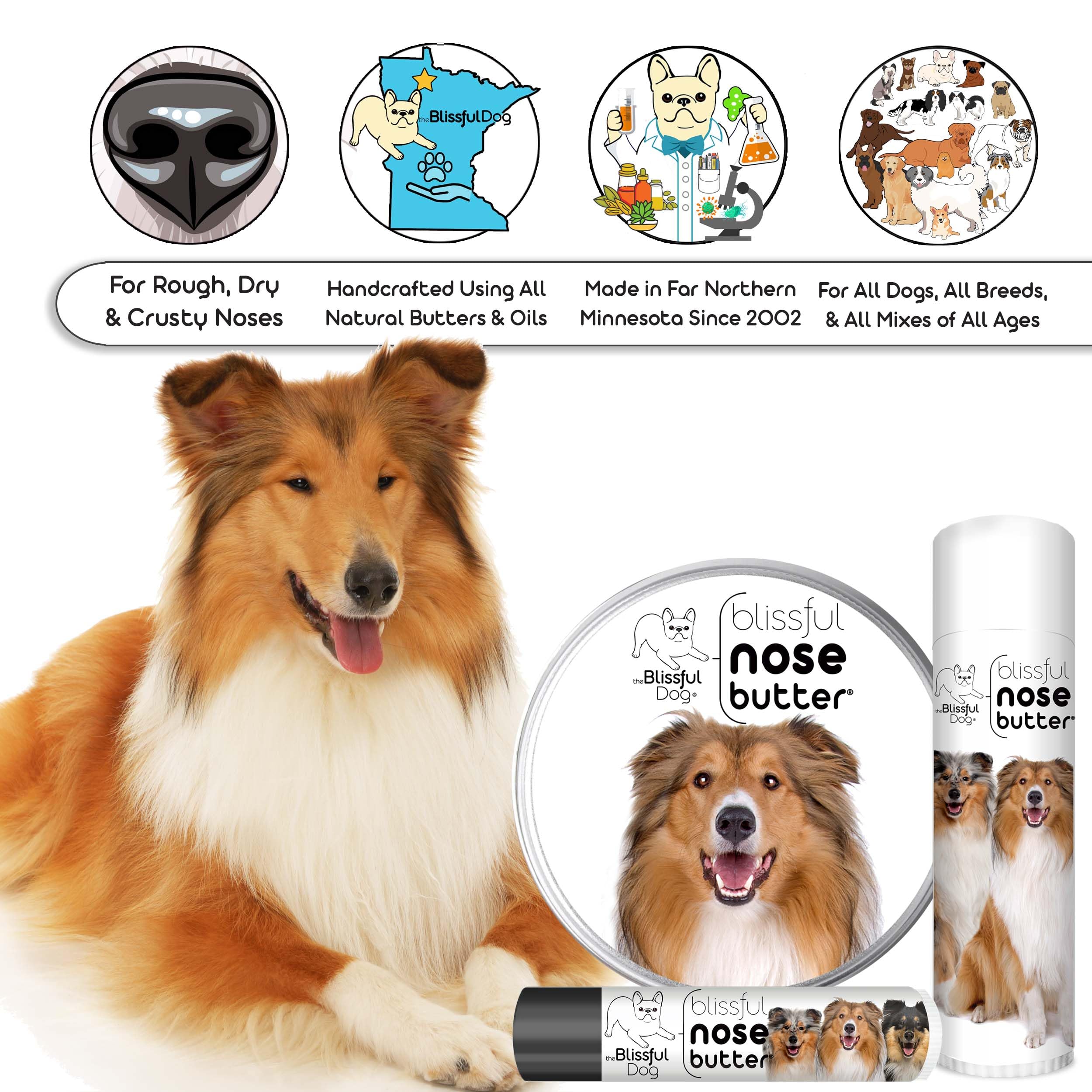 The Blissful Dog Collie Unscented Nose Butter, 2-Ounce