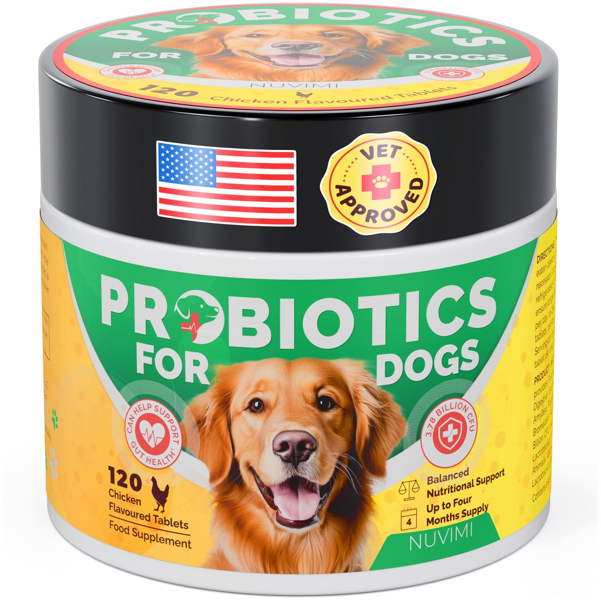 NUVIMI Probiotics for Dogs - Dog Probiotic & Prebiotic Tablets - Digestive Support Supplement for Gut Health, Tummy Relief, Itch