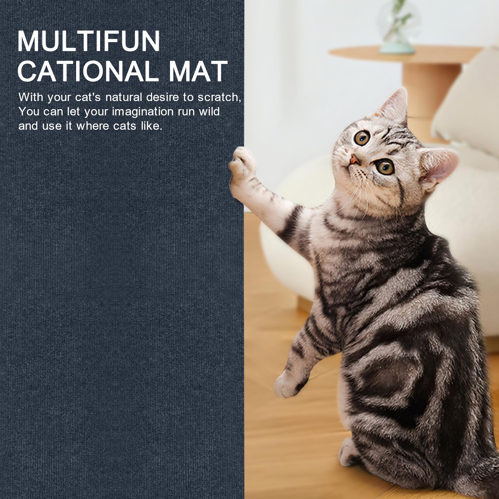 Ankilo Upgraded Cat Scratching Mat, 78.7X15.7, Self-Adhesive Scratching Boards, Felt Cat Scratching Mat, Free Cutting, Cat S