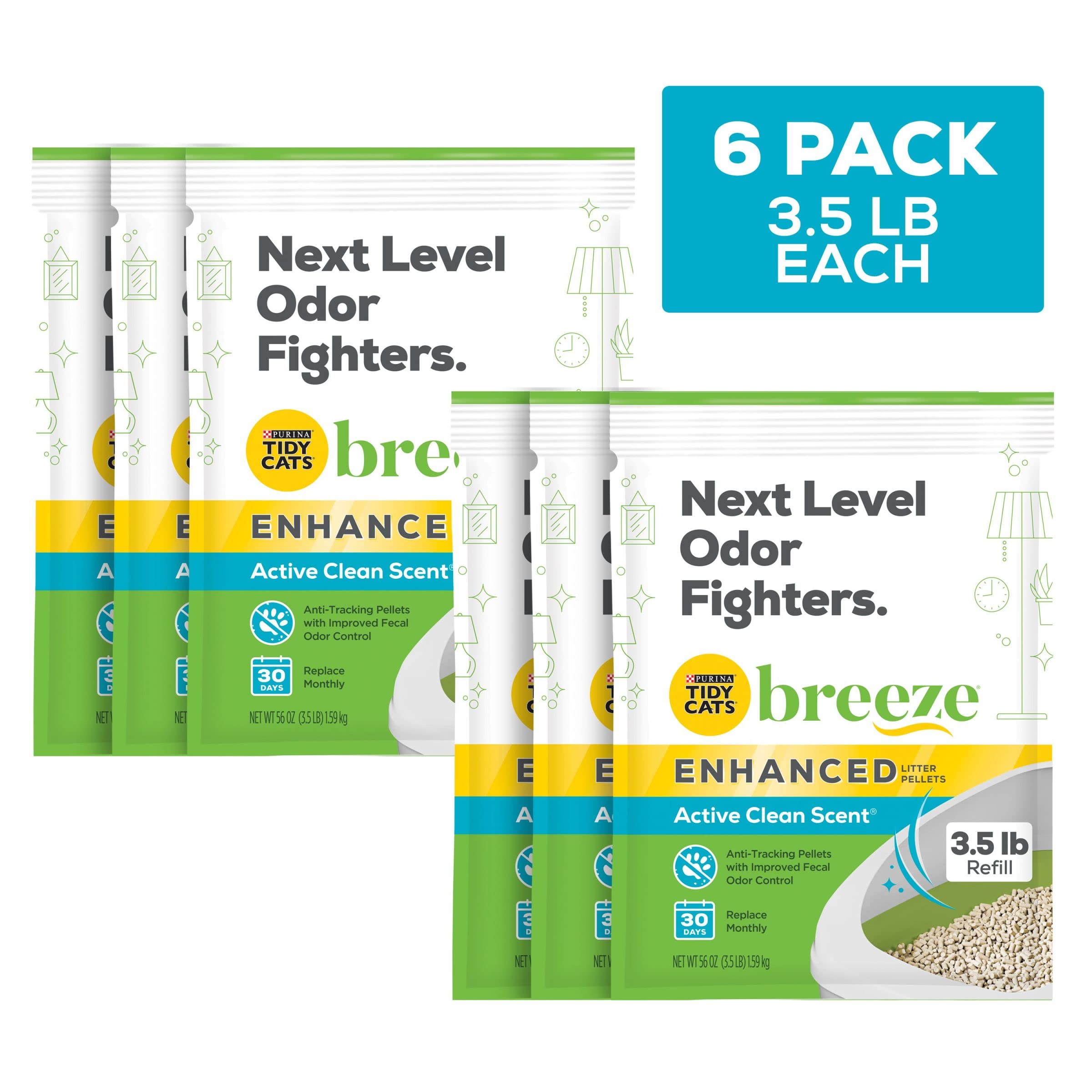 Purina Tidy Cats Scented Litter Pellets, Breeze Enhanced Refill Litter Pellets In Recyclable Box - (6) 3.5 Lb. Bags