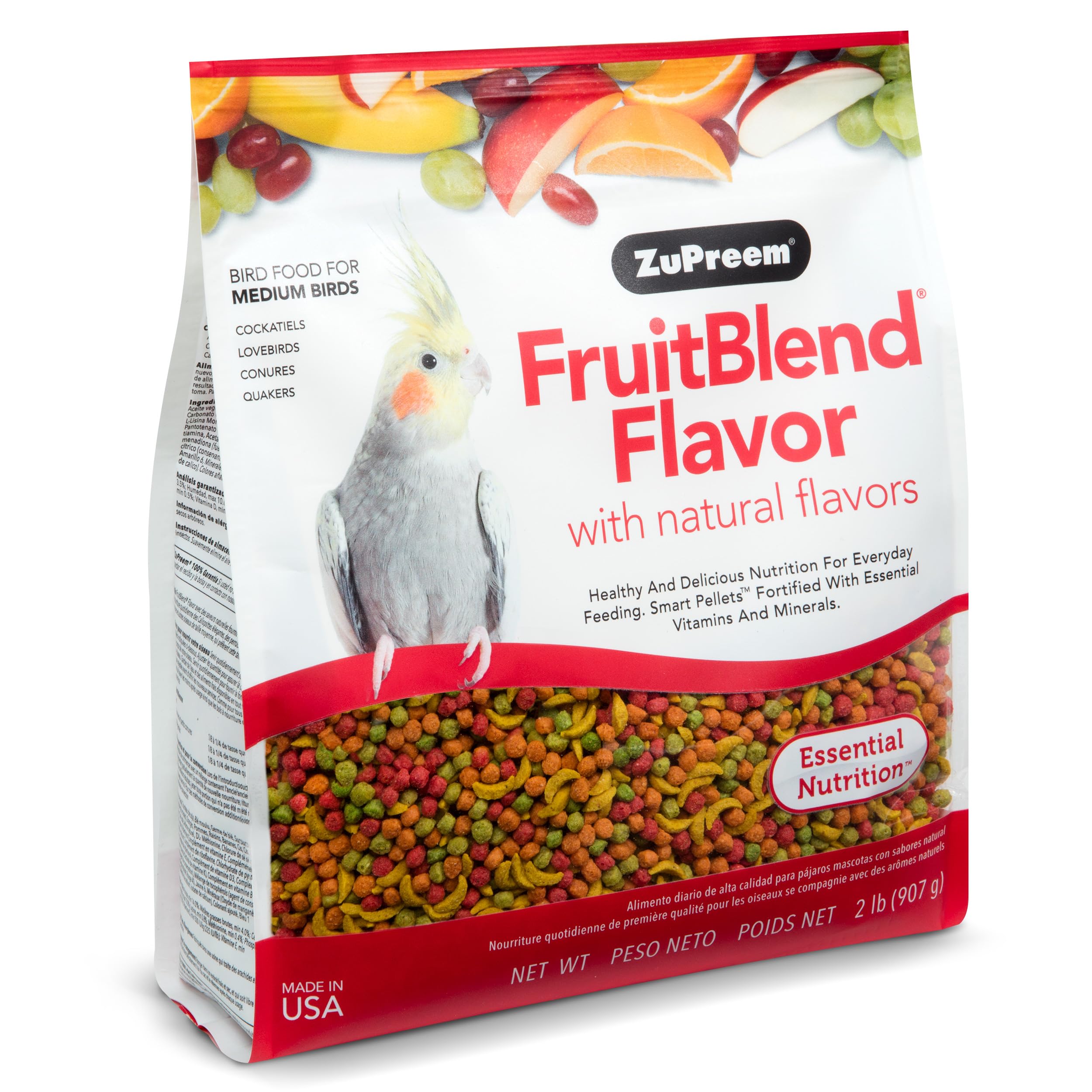 ZuPreem FruitBlend Flavor with Natural Flavors - Daily Bird Food For Medium Birds - 2 lb