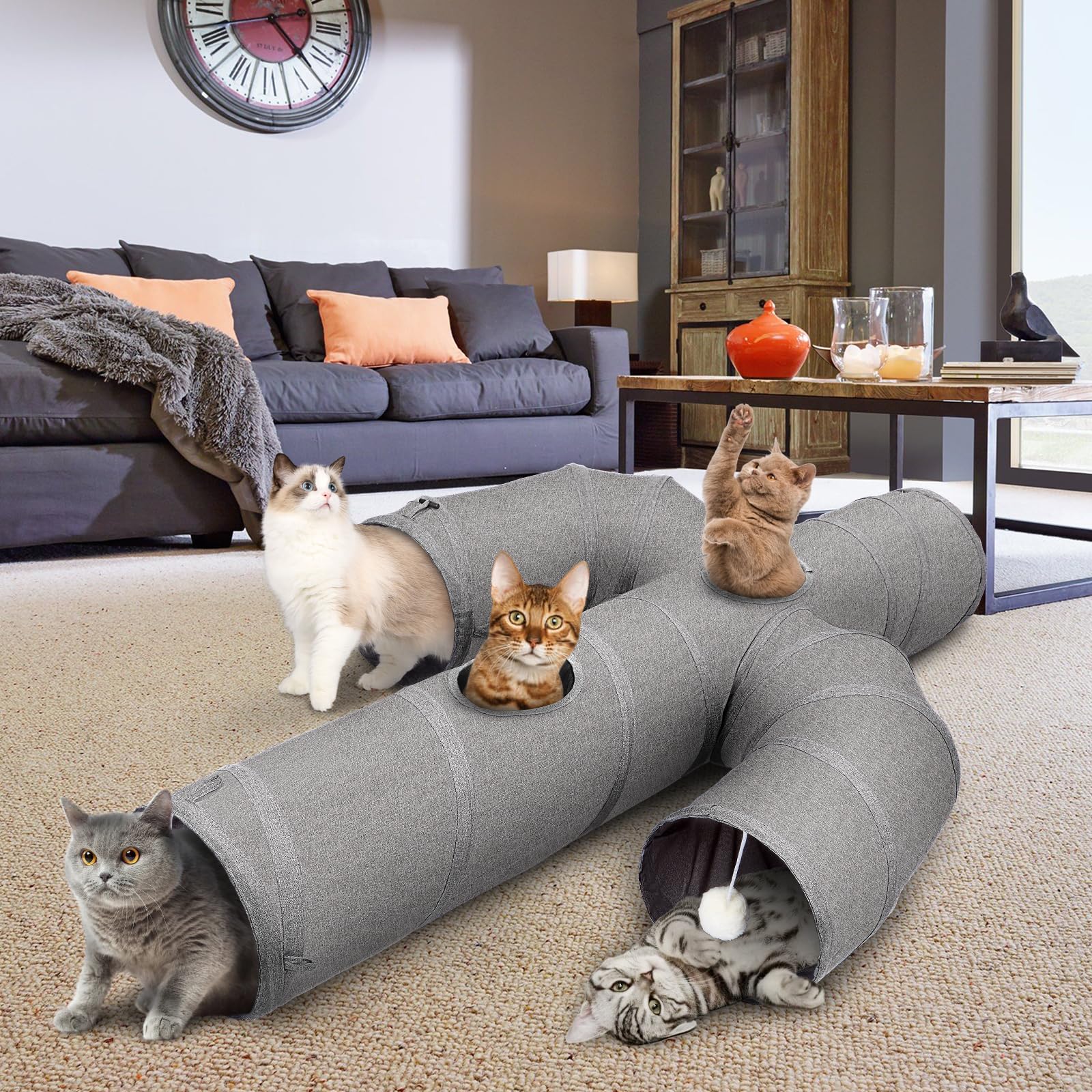 Ownpets Cat Tunnel Large 12 Inch Diameter Sturdy Oxford Fabric Cat Tunnel Toy, Cactus Shape Collapsible Cat Tunnels For Indoor C
