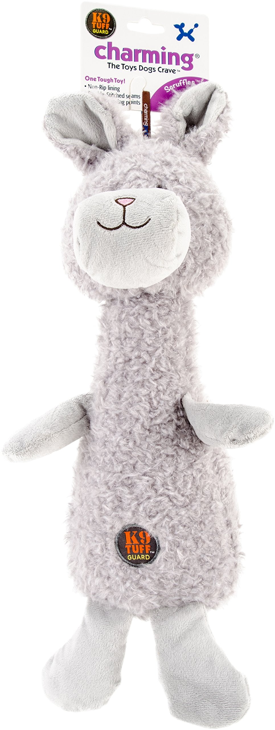Charming Pet Scruffles Bunny Plush Squeaky Dog Toy, Large
