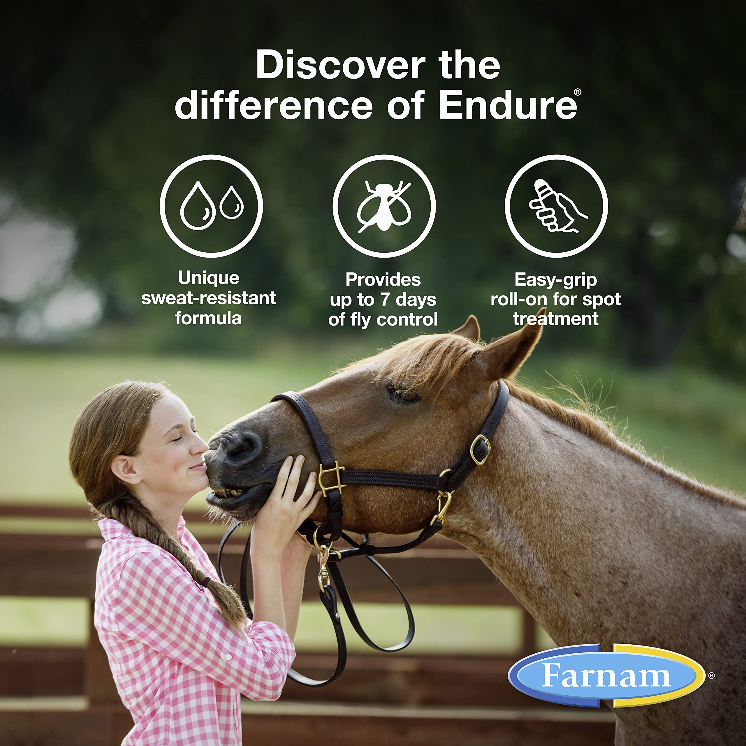 Farnam Endure Roll-On Fly Repellent for Horses, 3 oz - Effective Protection for Sensitive Areas