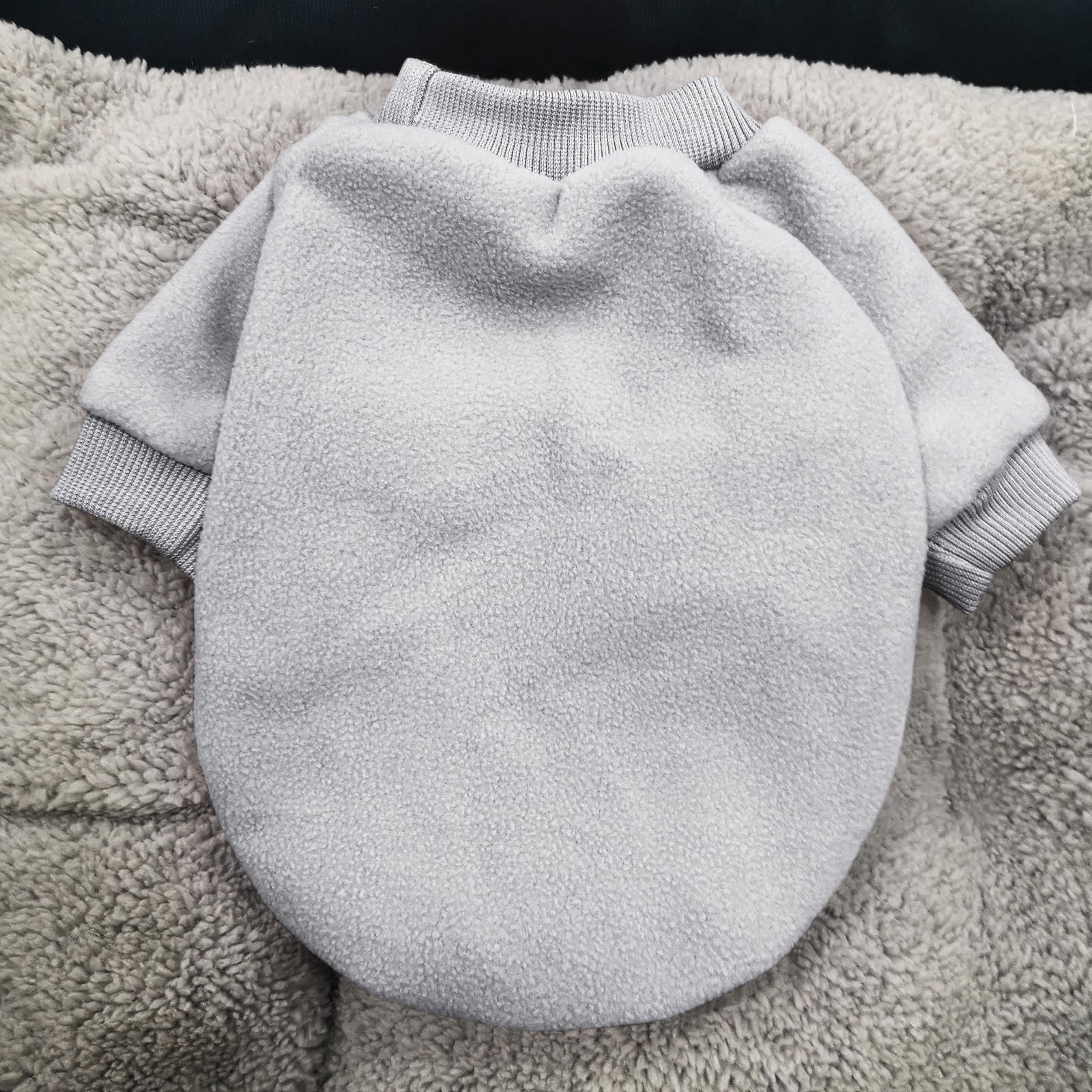 Idepet Dog Fleece Sweater, Small Dogs & Cats Shirt Pullover Sweatshirt, Soft, Warm Winter Shirt, Classic Cat Apparel, Large, Gre