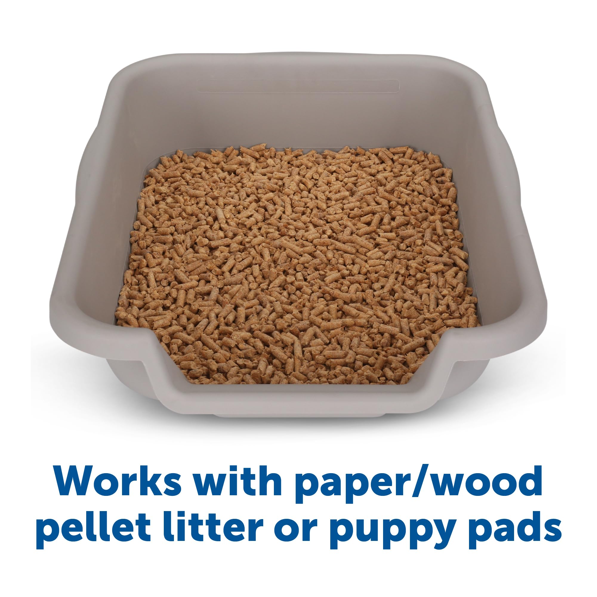 Puppygohere Small Gray Litter Box, Durable & Pet Safe, Open Top Entry, Comfortable For Dogs Up To 6 Lbs