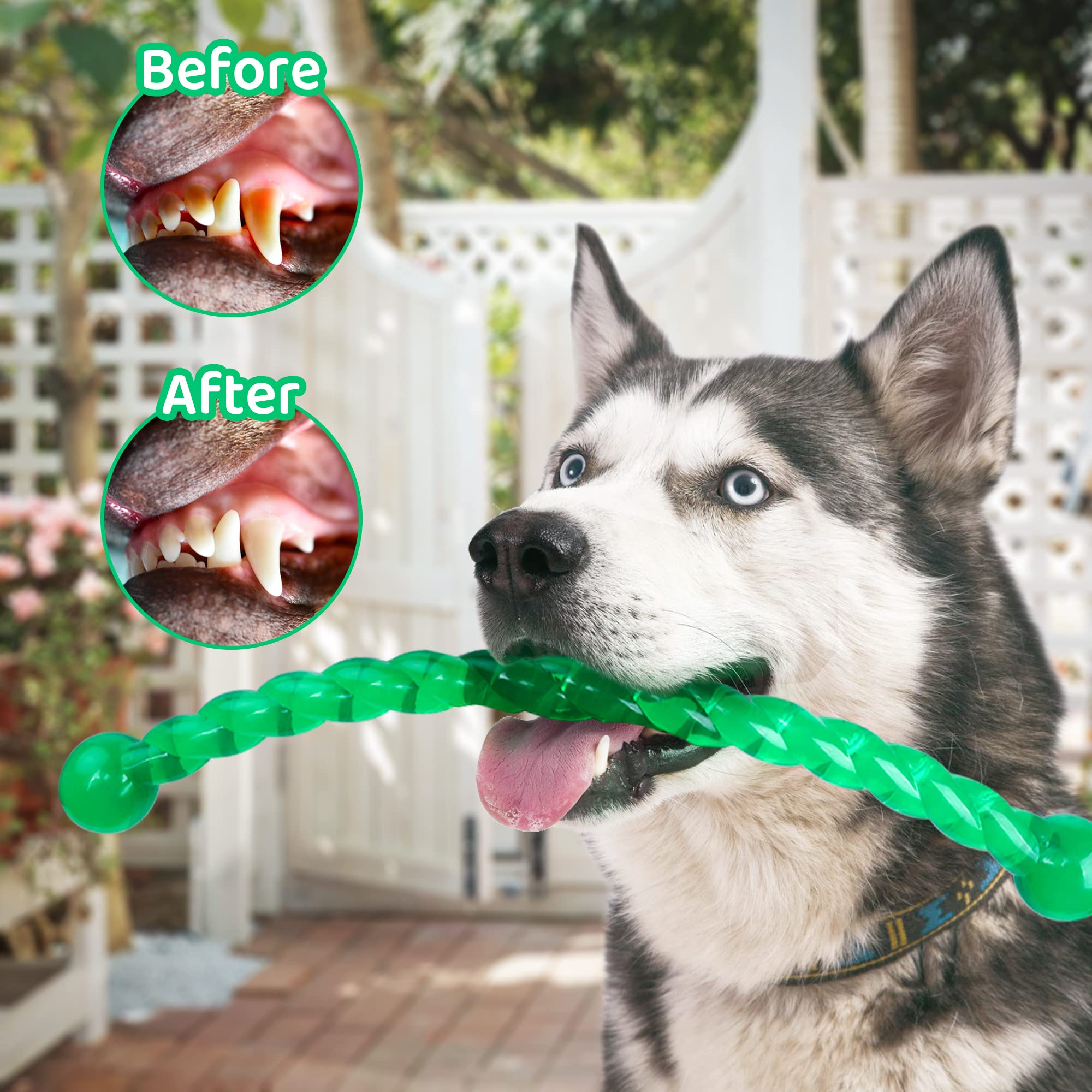 Ycozy Dog Chew Toys 19'' Long For Medium/Large Dogs Aggressive Chewers, Rubber Dog Rope Toys Knot Teething Toys Almost Indestruc