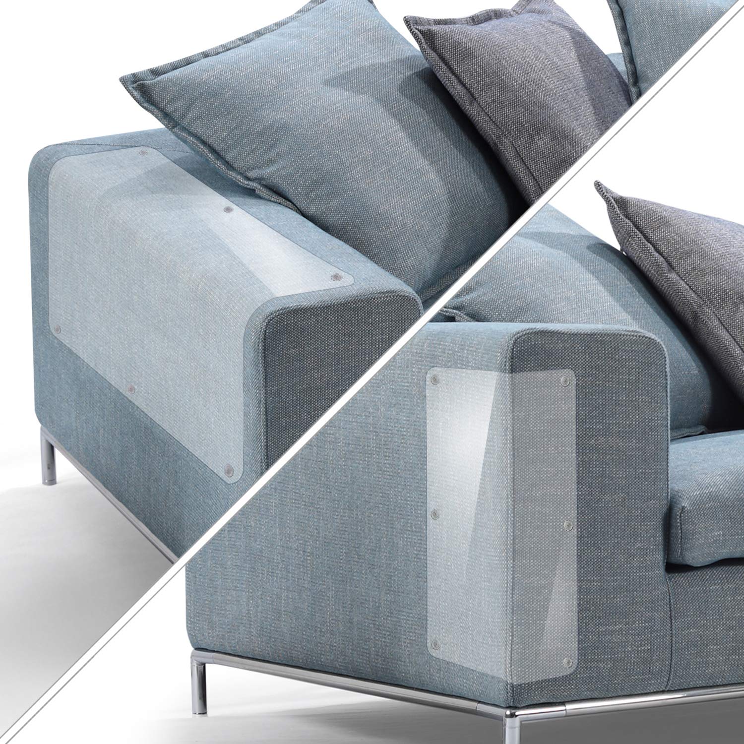 Furniture Scratch Guards, X-Large Premium Flexible Vinyl Cat Couch Protector Guards With Pins For Protecting Your Upholstered Furniture, Cat Scratch Deterrent Pad, 18' L X 12' W & 24' L X 8' W