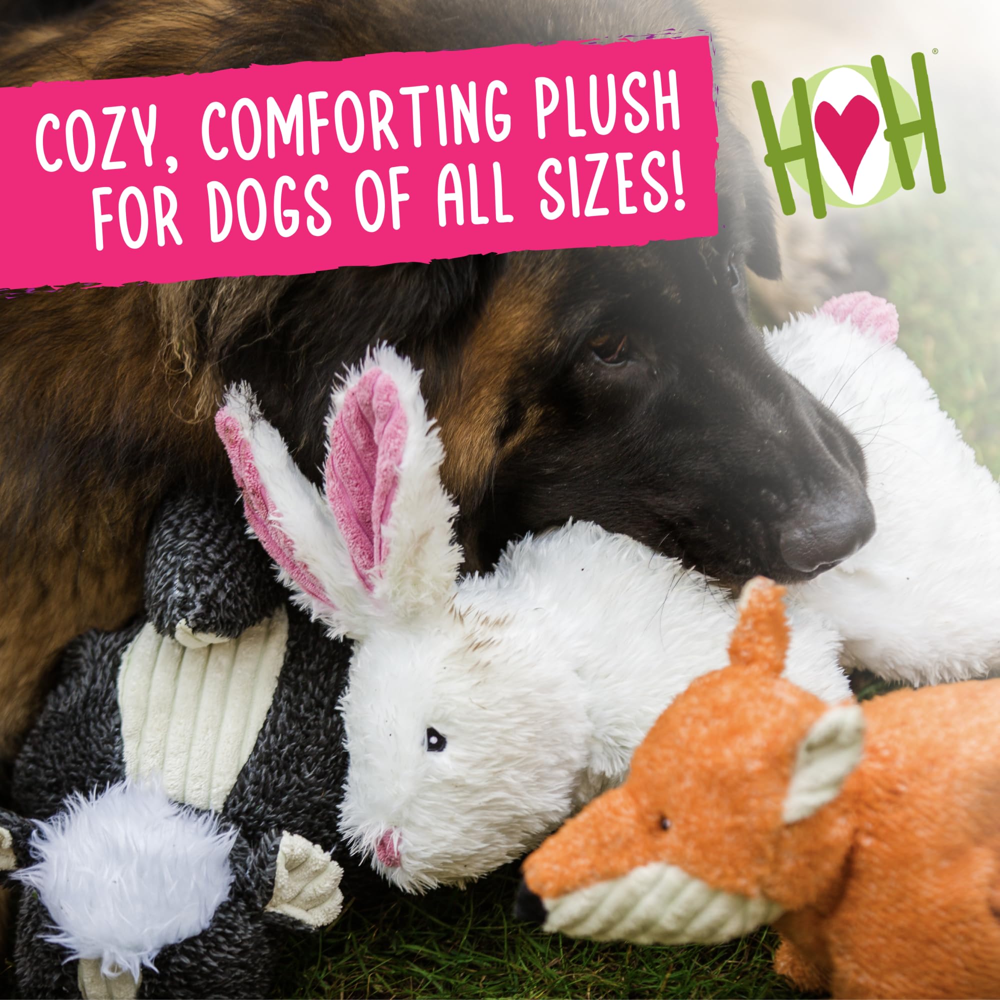 Hugglehounds Plush Dog Toy - Fuzzy Dog Toys, Soft Plush, For Small And Large Breeds With Squeaker - Lester Lamb, Large