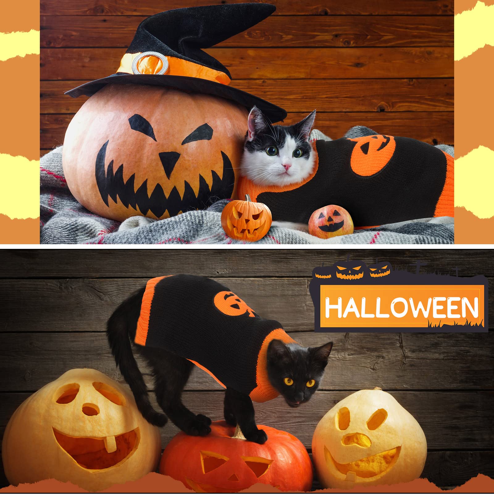 Sanwuta 3 Pieces Halloween Thanksgiving Christmas Dog Sweaters Sets Pumpkin Turkey Santa Puppy Dog Clothes Pet Knitwear For Dog Cat Pet Costume(X-Large)