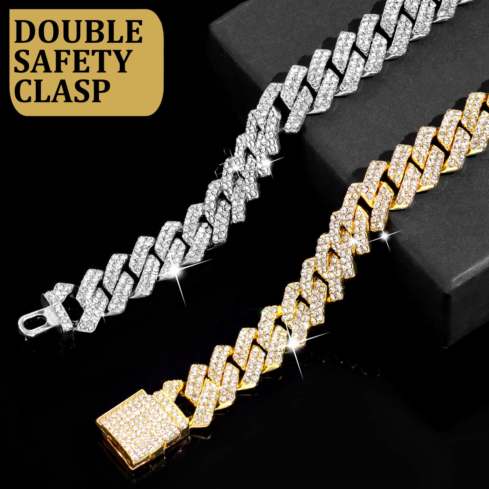 Flatfoosie Cuban Link Metal Chain Collar With Secure Buckle - 14Mm Gold Chain Dog Collar For Small To Large Dogs & Cats (24 Inch