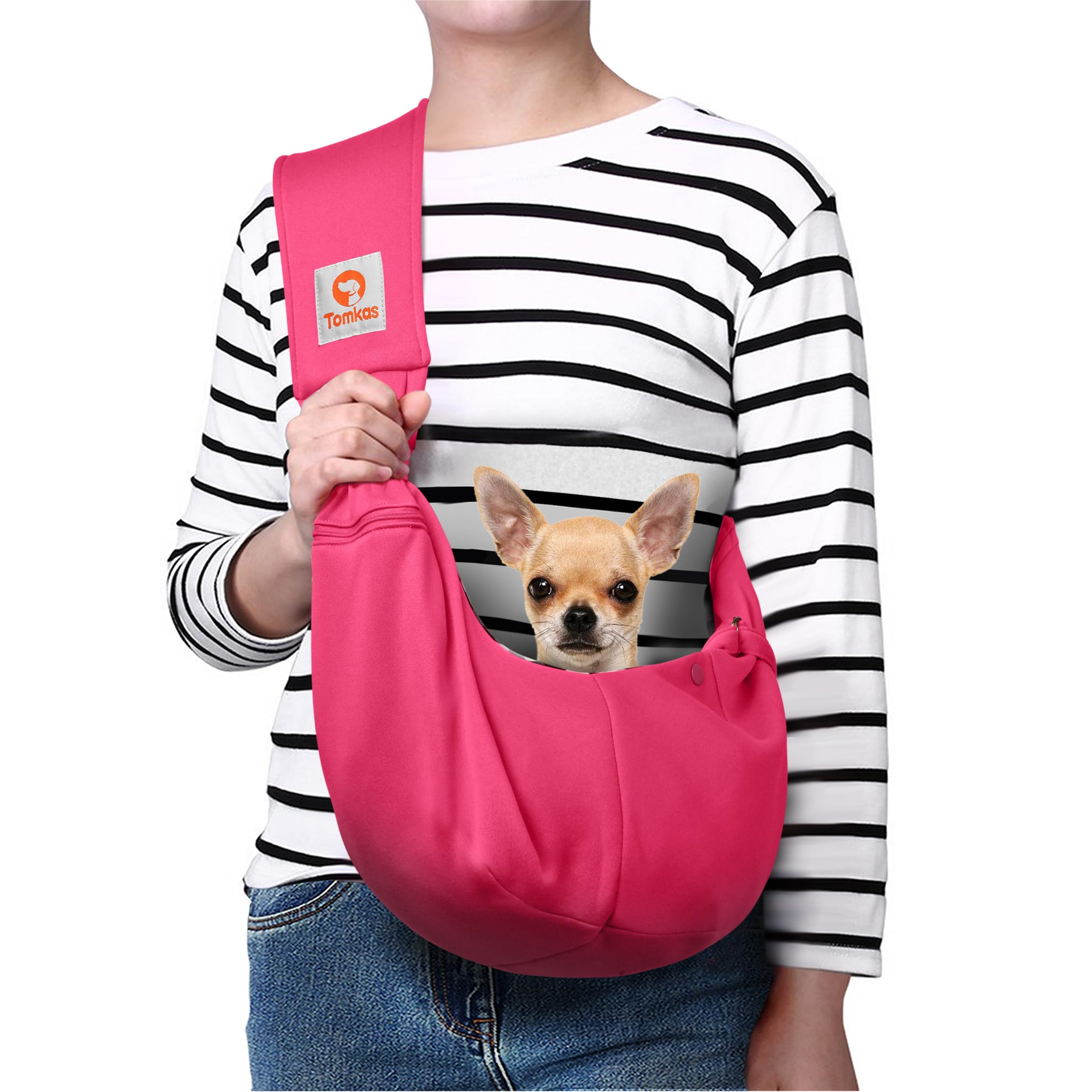 Tomkas Dog Sling Carrier For Small Dogs Puppy Carrier For Small Dogs (Rose Red, For Pets Weight 2-7 Lbs)