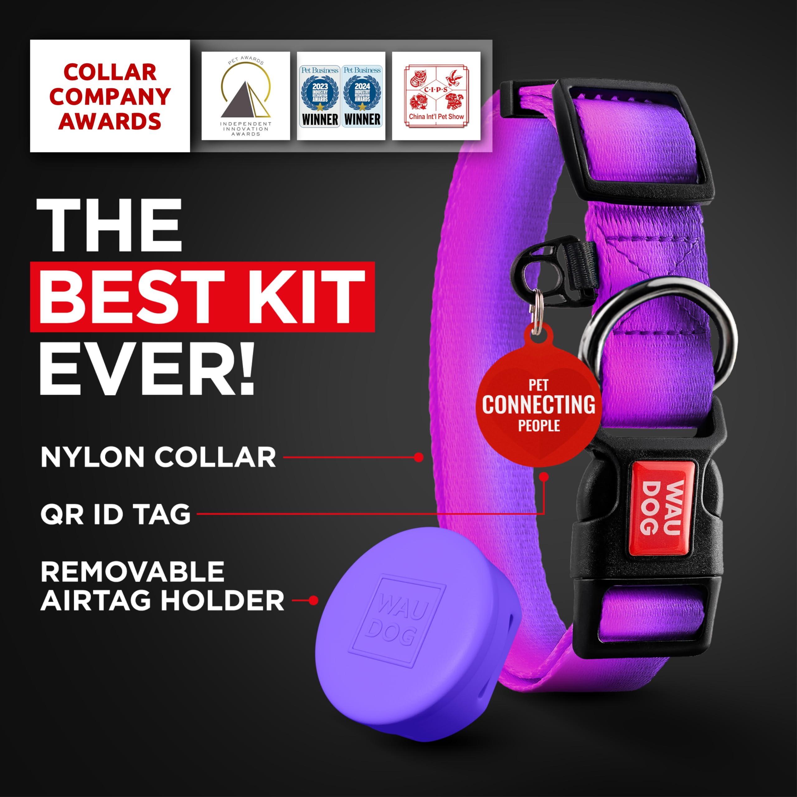 Airtag Dog Collar Nylon Dog Collar With Airtag Holder - Adjustable For Large Dogs, Small & Medium Dogs - Breakaway Puppy Collars