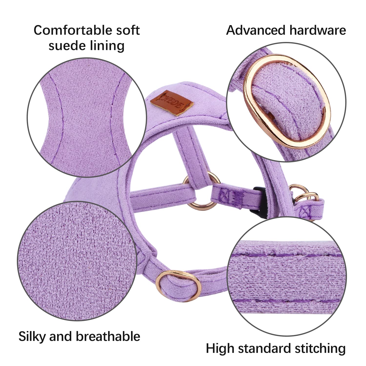 CHEDE No Pull Puppy Harness and Multifunction Dog Leash Set- 8 Colors Soft Adjustable No Choke Escape Proof Cute,Lightweight Pet