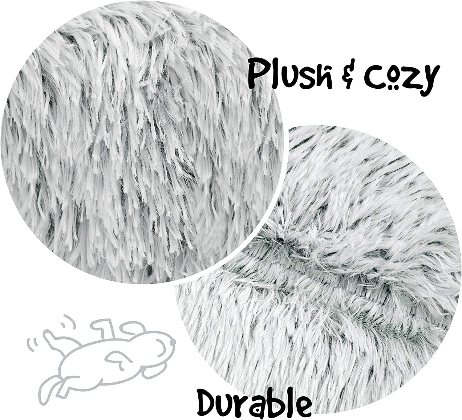 Friends Forever Donut Dog Bed Faux Fur Fluffy Calming Sofa For Large Dogs, Soft & Plush Anti Anxiety Pet Couch For Dogs, Machine