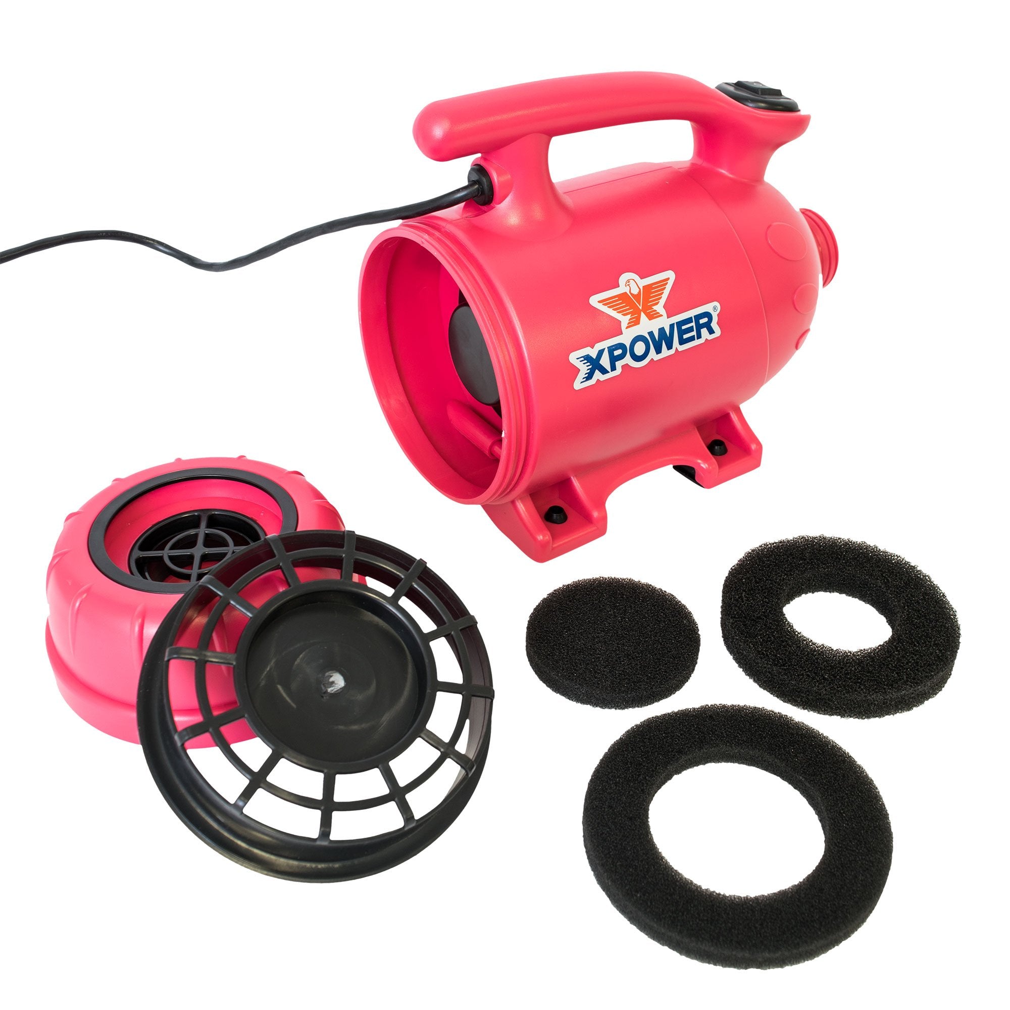 XPOWER B-2 2 HP Pro-at-Home 2-in-1 Pet Force Dryer & Vacuum, Pink, 13 x 9 x 6