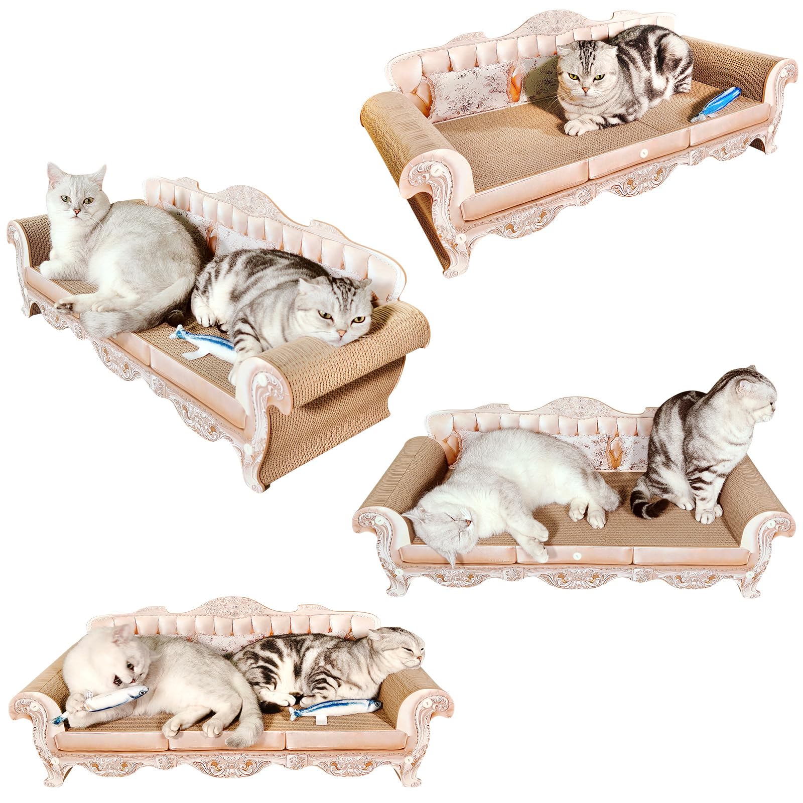 Extra Large Sofa Shaped Cat Scratcher Bed - 31.5 Inches Infinity Durable Corrugated Cardboard Cats Lounge, Modern Stylish Bed,Lu