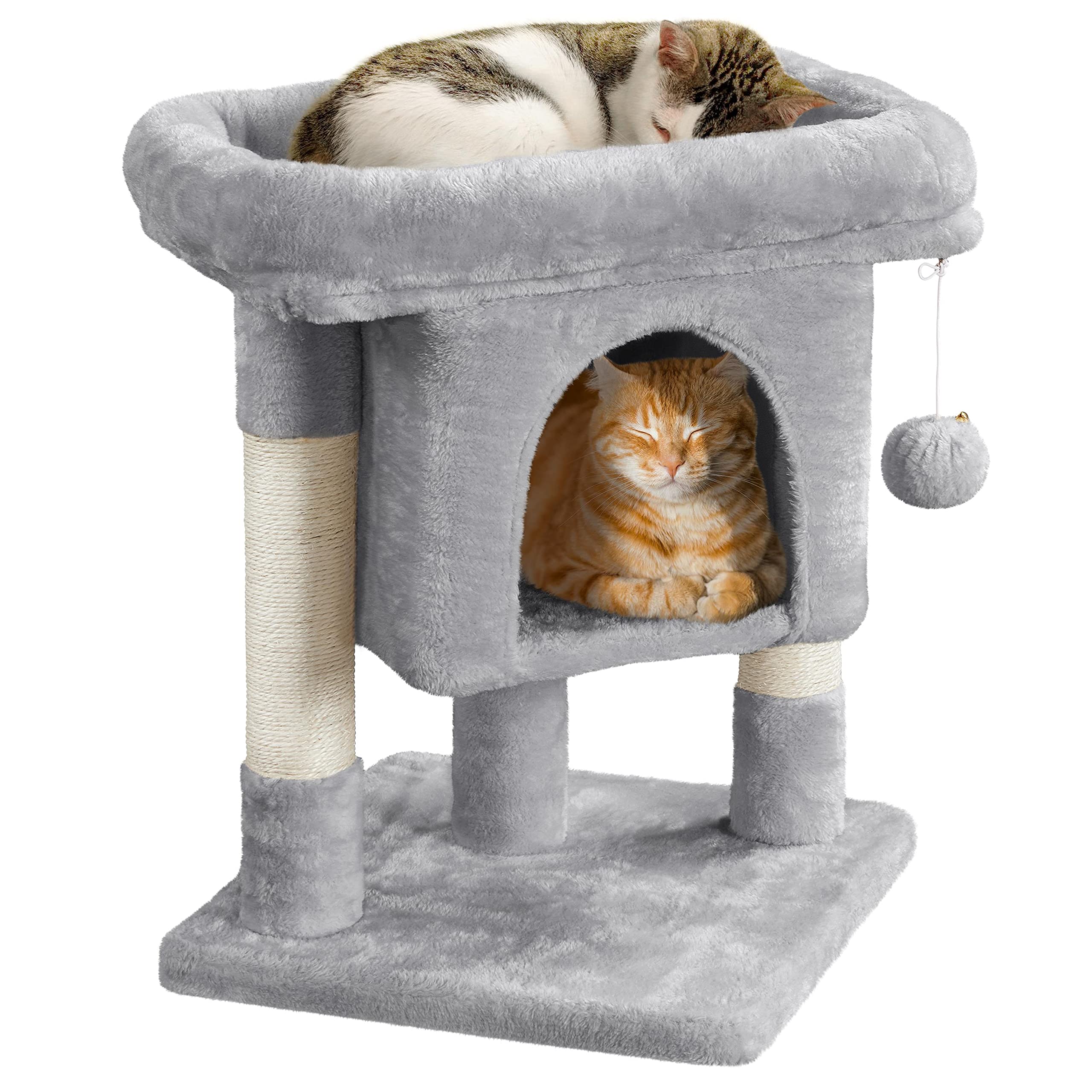 Yaheetech 23.5In Cat Tree Tower, Cat Condo With Sisal-Covered Scratching Posts, Cat House Activity Center Furniture For Kittens, Cats And Pets - Light Gray