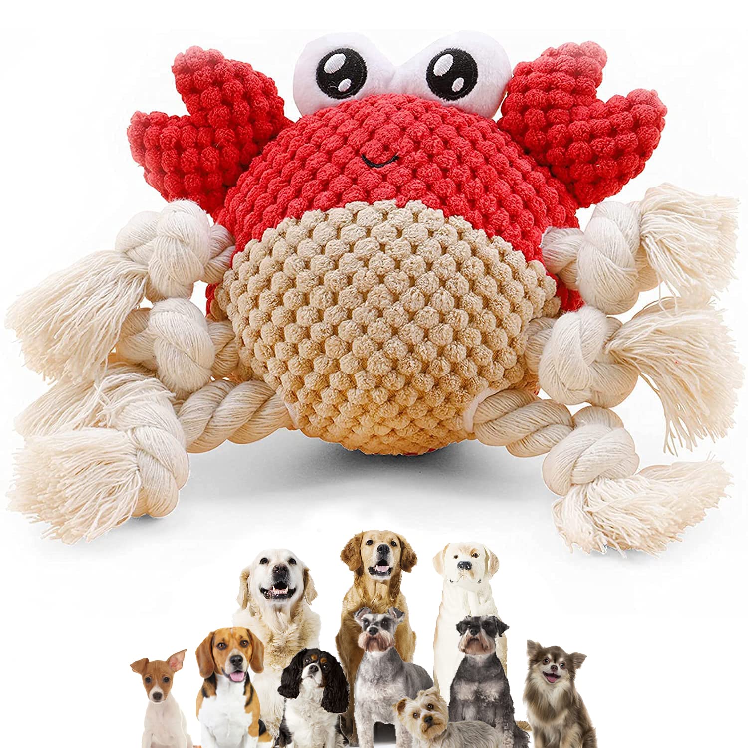 Blnboimrun Dog Toys Stuffed Dog Plush Toys Milu Deer Dog Squeaky Toys With Crinkle Paper Chew Toys For Large And Medium Dogs Puppy