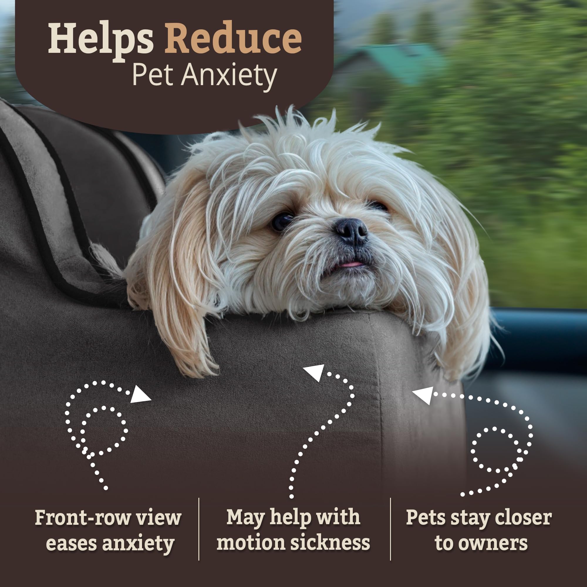 Snoozer XL High Back Console Dog Car Seat Travel Dog Bed Carrier for Dogs up to 20lbs, Provides Safe Pet Travel with Dog Car Sea
