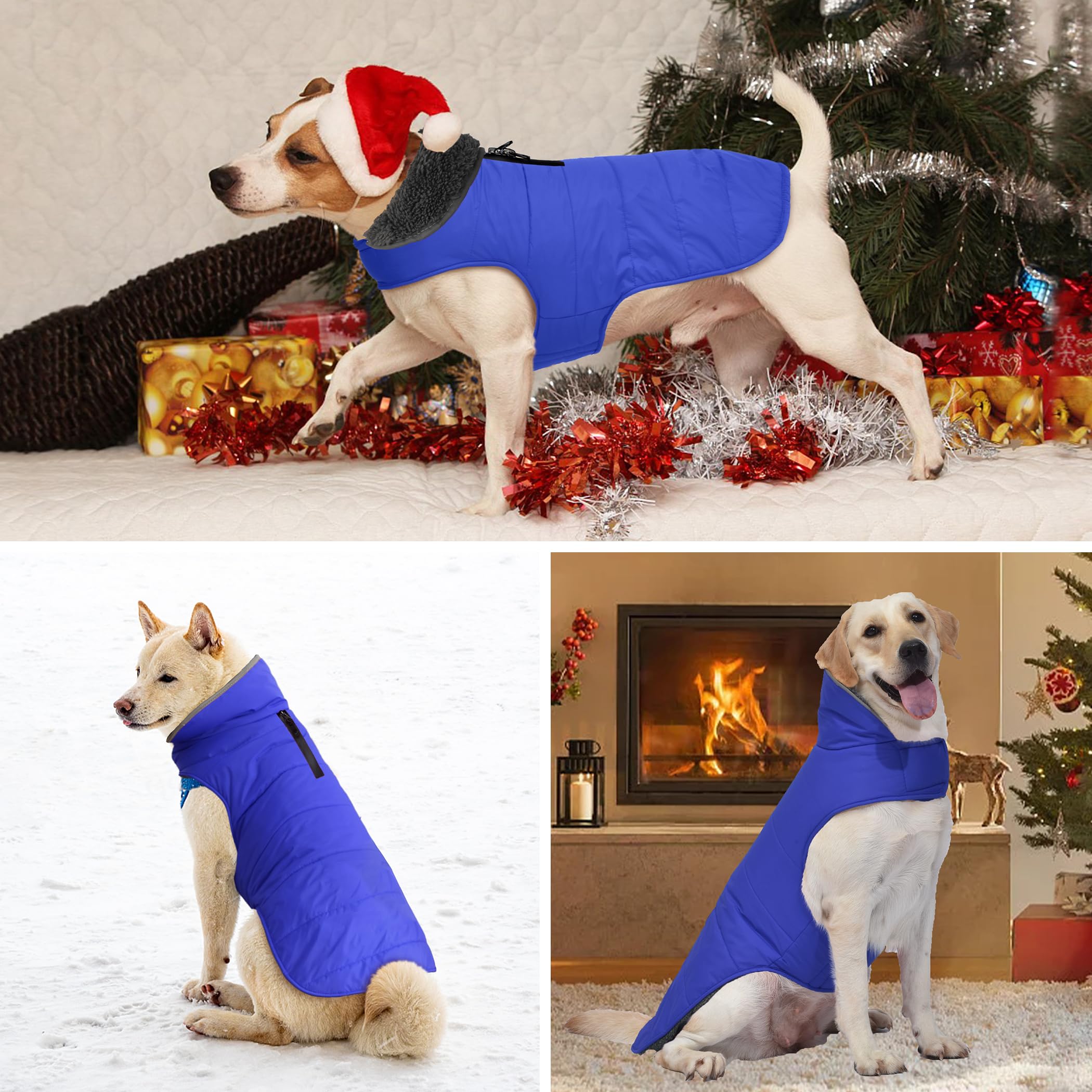 Petglad Winter Coat, Waterproof Dog Jacket With Leash Hole, Reflective Warm Snow Jacket Windproof Fleece Vest For Small To Large