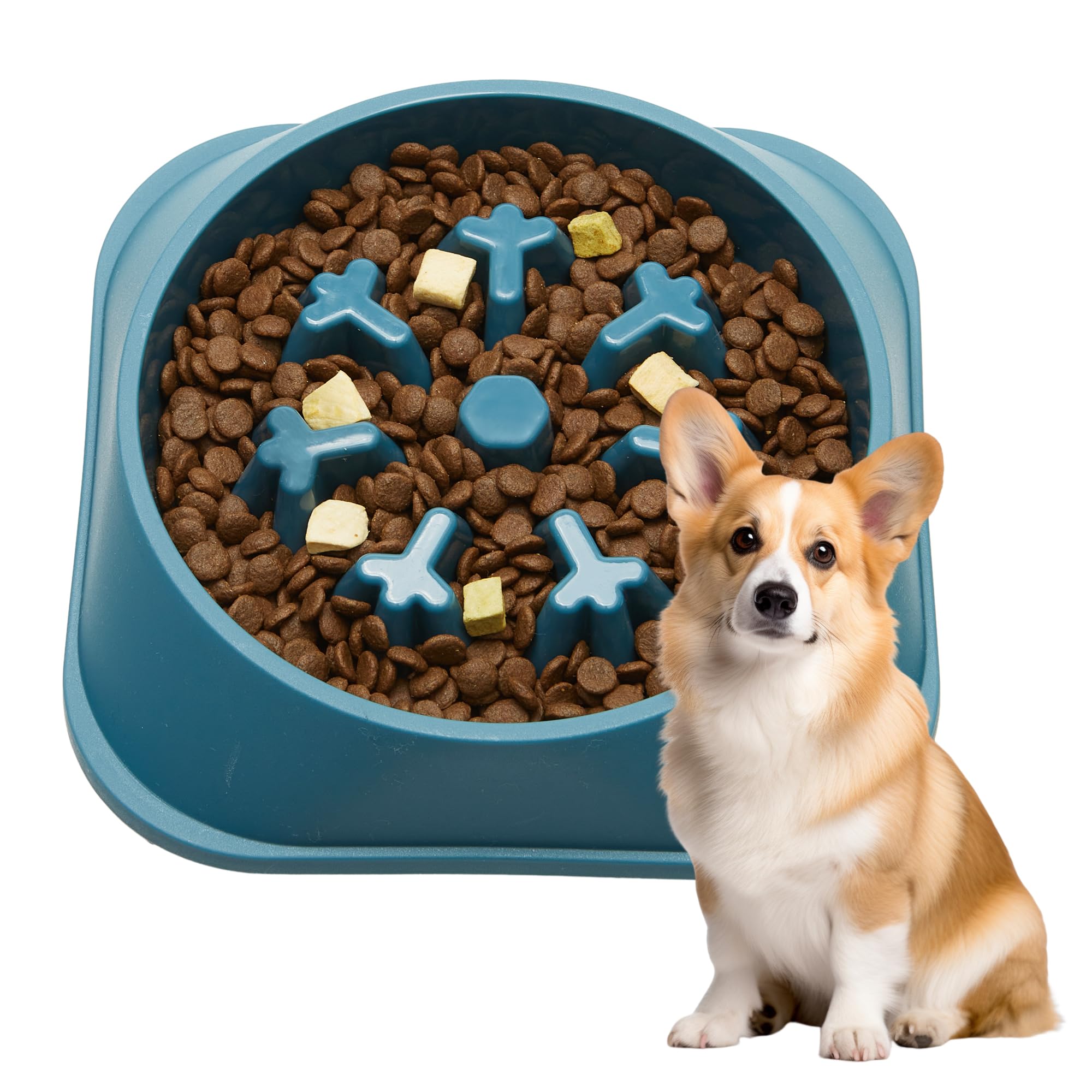 Suhaco Slow Feeder Dog Bowl for Small & Medium Dogs Anti-Slip Dog Feeding Bowls Puzzle Slow Down Eating Puzzle Dog Bowl Maze Ant
