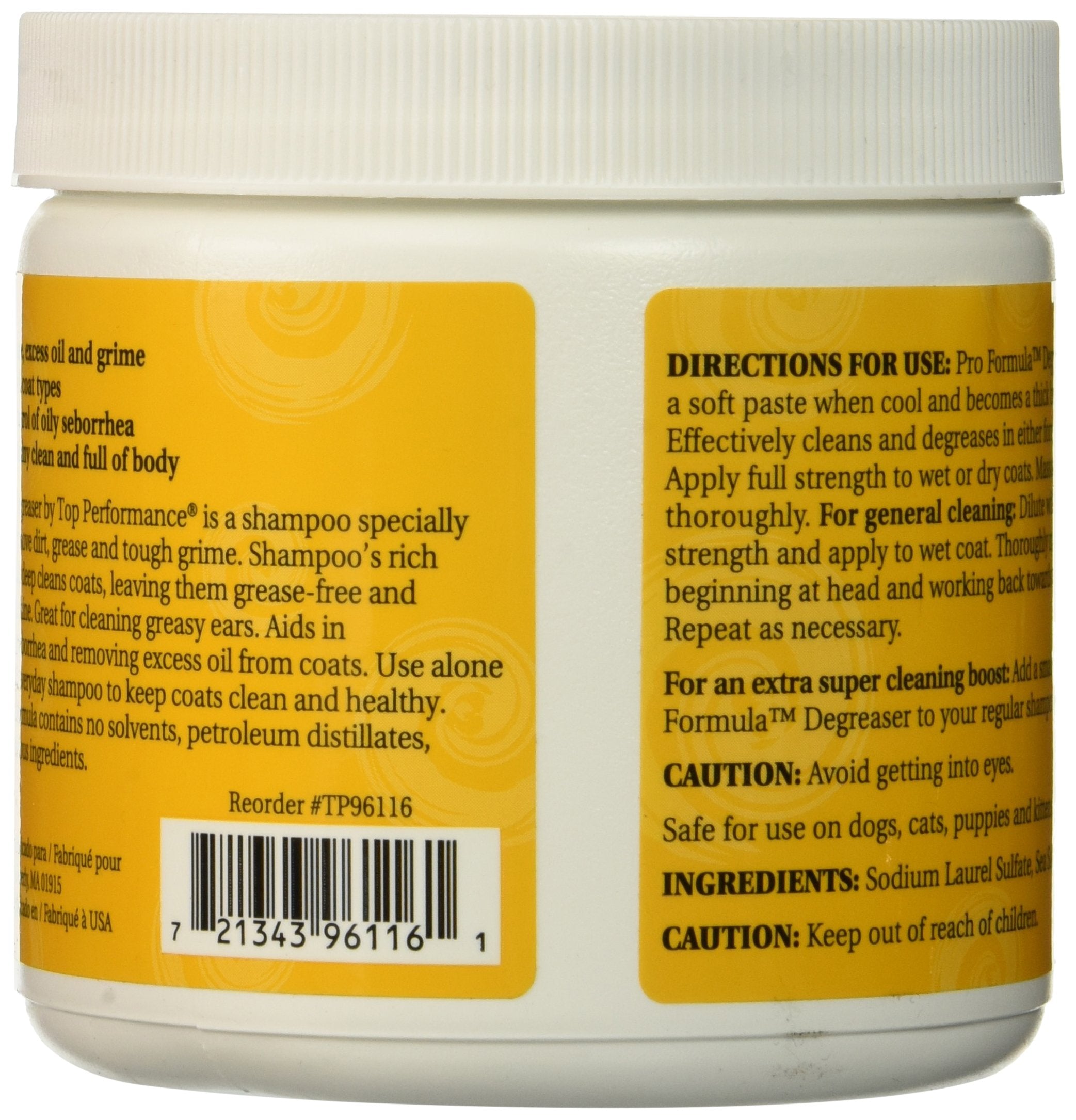 Top Performance Pro Formula Dog And Cat Degreaser, 16-Ounce,Black