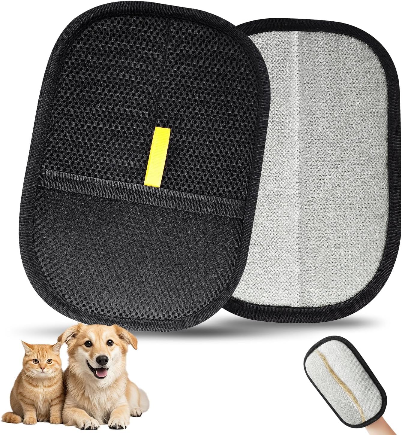 Pet Hair Removal Glove Static Enhanced Grooming Mitt  Reusable Double Sided Cleaning Glove With Mesh Layer For Furniture Carpet