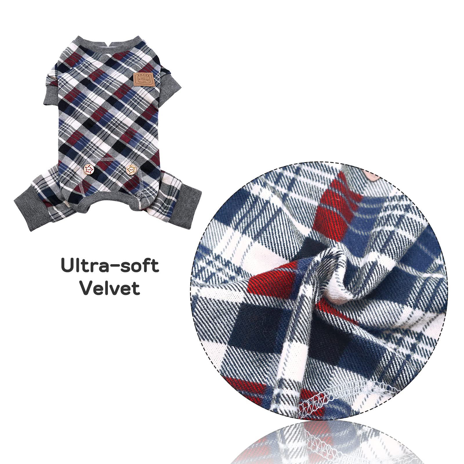 Kyeese Small Dog Pajamas Plaid Soft Material Lightweight Dog Pajama Pjs