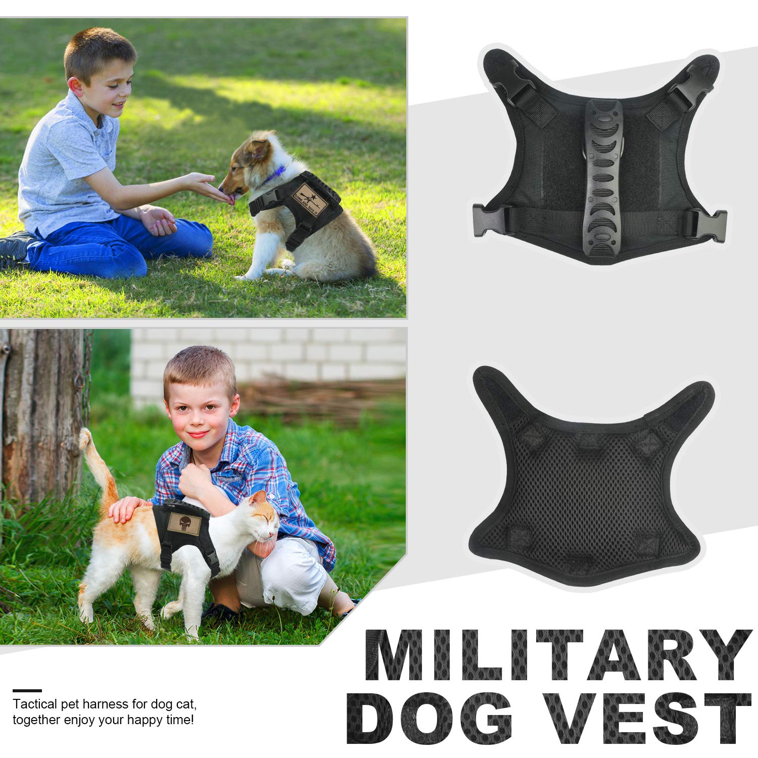 Tactical Dog Training Harness Outdoor Working Vest Adjustable Military MOLLE Dog Vest Harness with Rubber Handle X-Small (Pack o