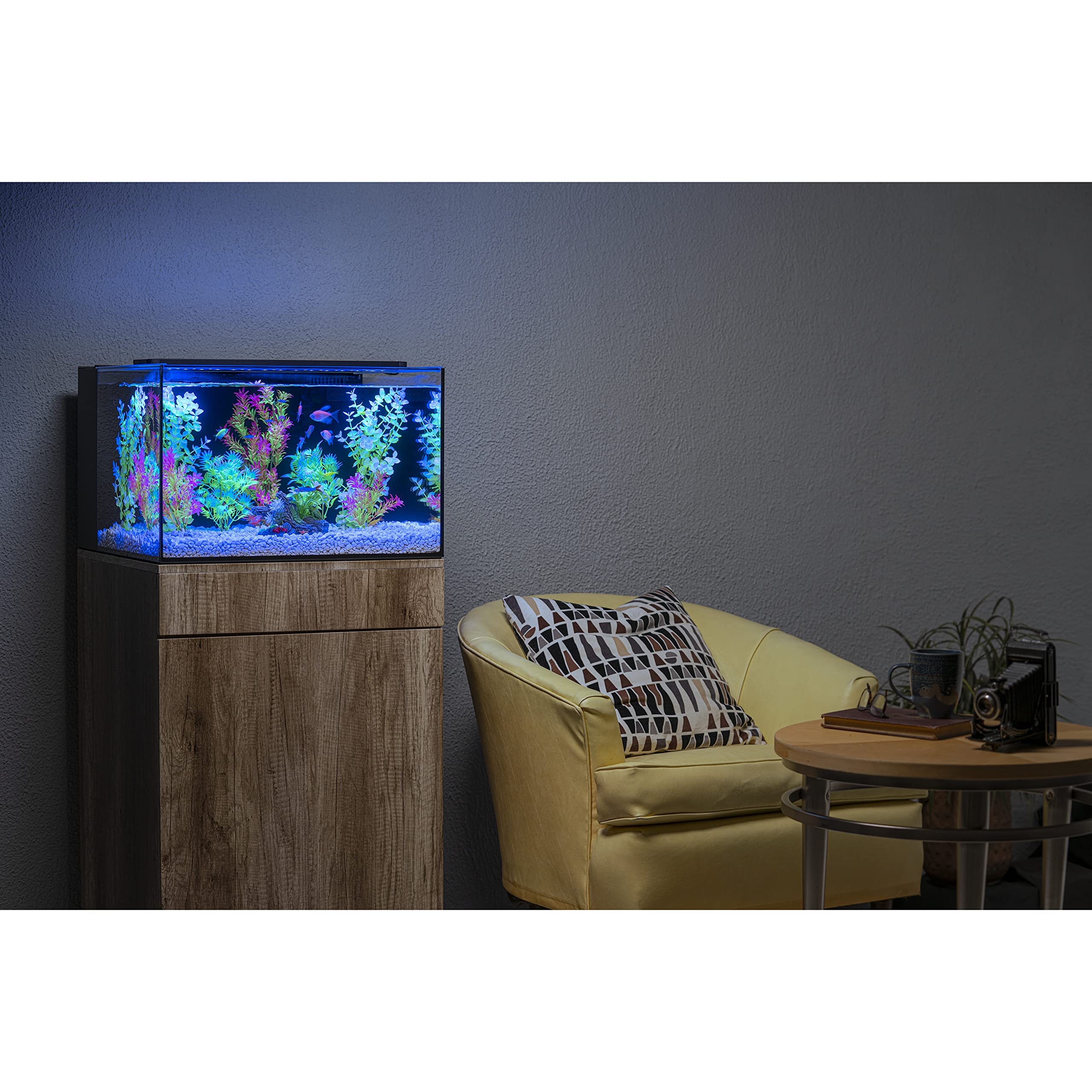 GloFish Plant Aquarium D  cor, Green and Pink Small, Fluorescent Under Blue LED Light