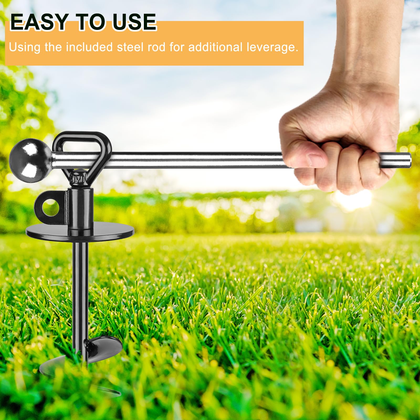 Seleware Dog Tie Out Stake Outdoor Anti-Rust Dog Anchor With Stainless Steel Dog Chains For Large Dogs Up To 100 Lbs, Free Rotat