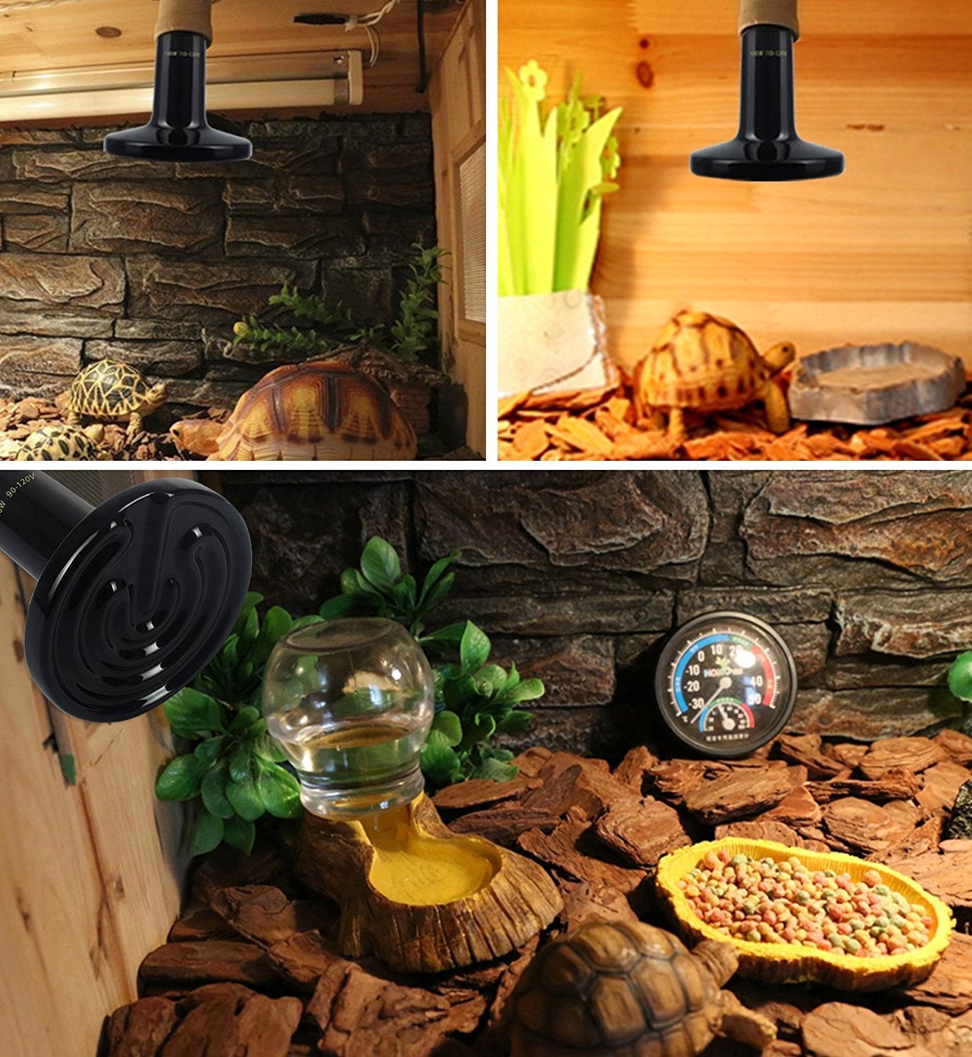 Ctkcom 2-Pack 200W Reptile Ceramic Heat Lamp,E27 110V Infrared Heat Emitter Bulb,No Harm No Light Infrared Heat Emitter Brooder Lamp For Pet Coop Heater Reptile Chicken Turtle Heating Light Lamp,Black