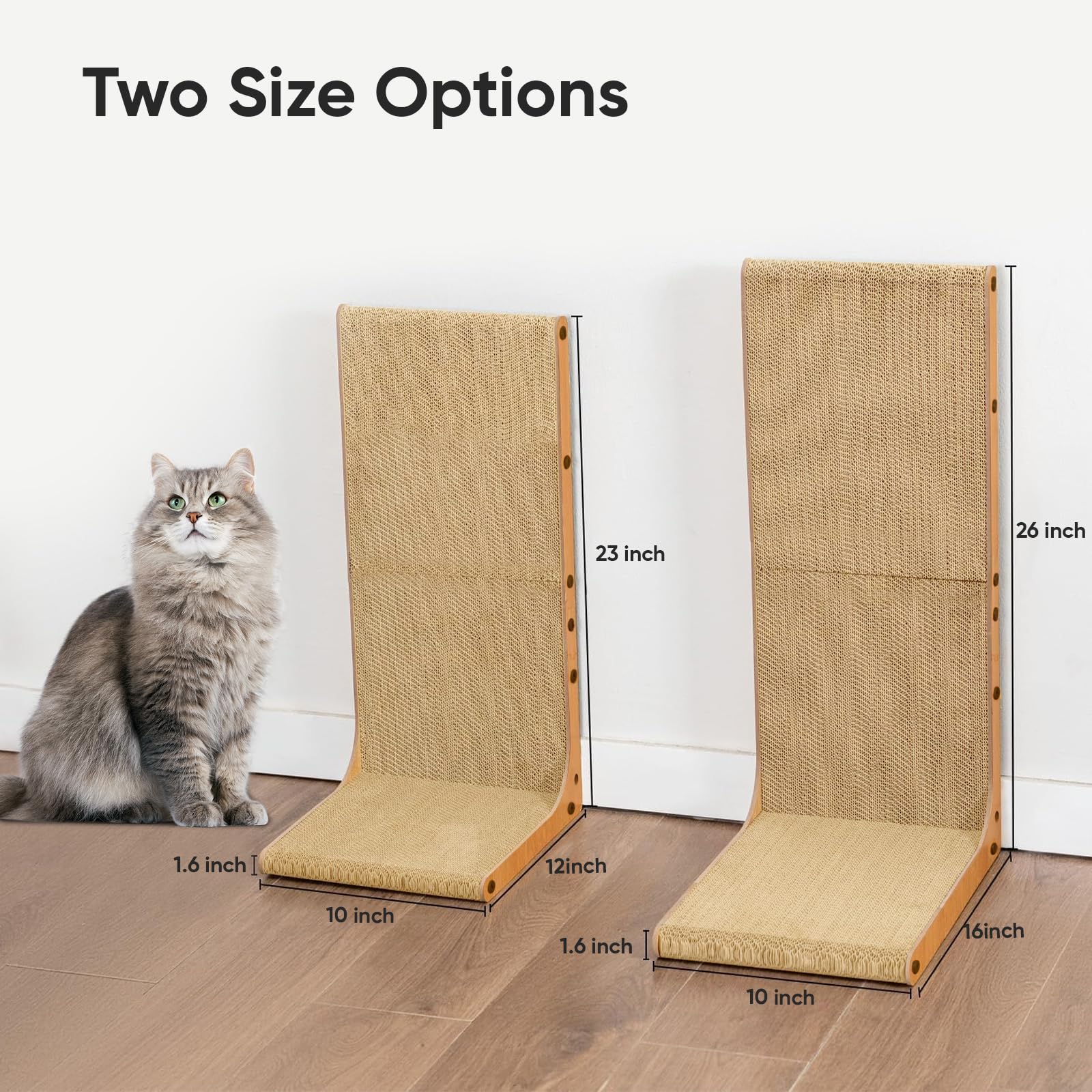 AGYM Cat Scratcher, 23 inch L Shape Cat Scratching Pad for Indoor Cats, Durable Sustainable Cardboard Scratcher, Recyclable Vert