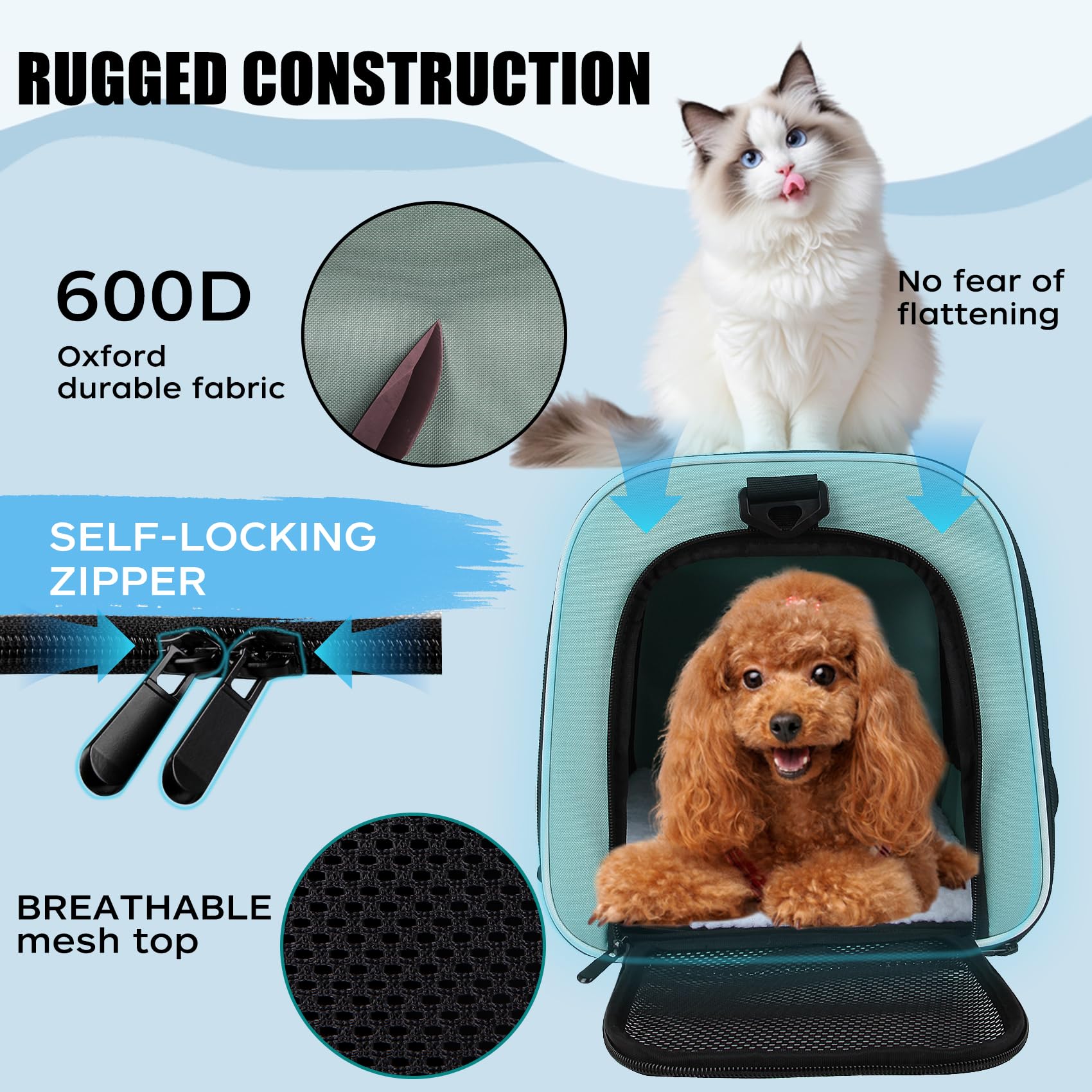Yipincover, Cat Dog Carriers Soft-Sided, Pet Travel Carrier For Small Cats Dogs Under To15Lbs, Soft-Solid Collapsible Carrier,(M