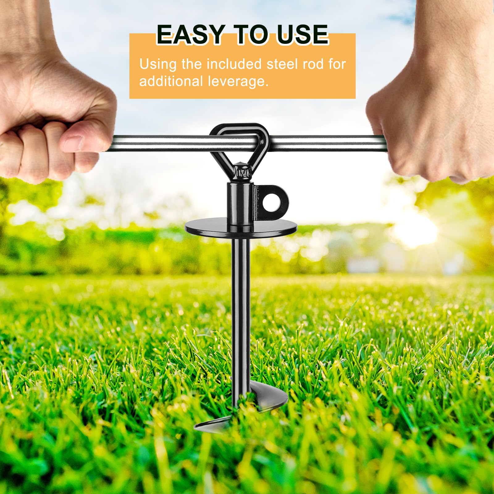 Seleware Dog Tie Out Stake Outdoor Anti-Rust Ground Anchor For Large Dogs Up To 220 Lbs, Free Swivel Dog Stake Dog Camping Gear