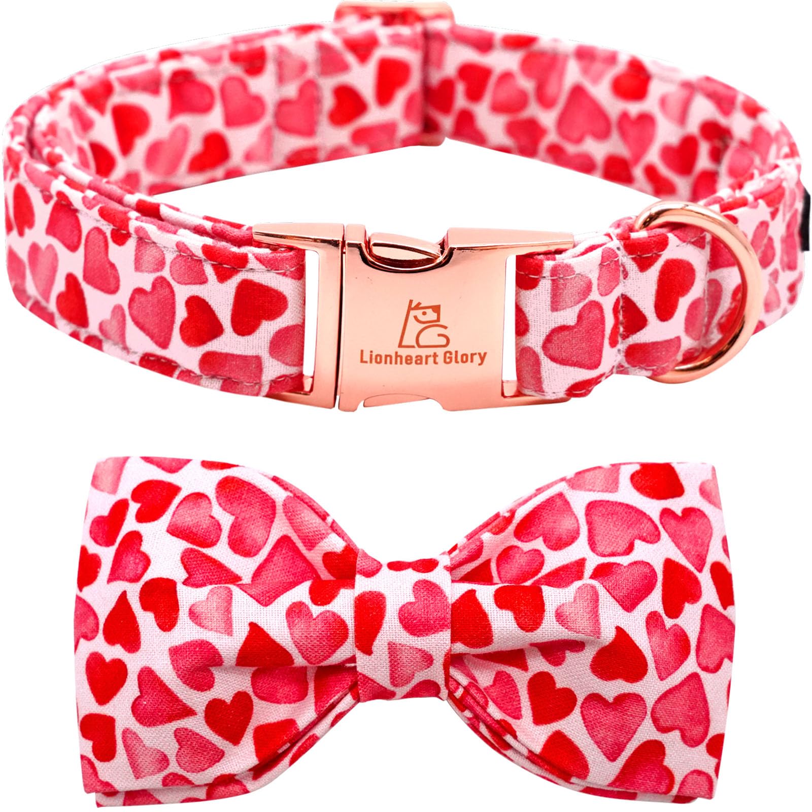 Lionheart Glory Valentine'S Day Dog Collar With Bowtie For X-Large Dogs