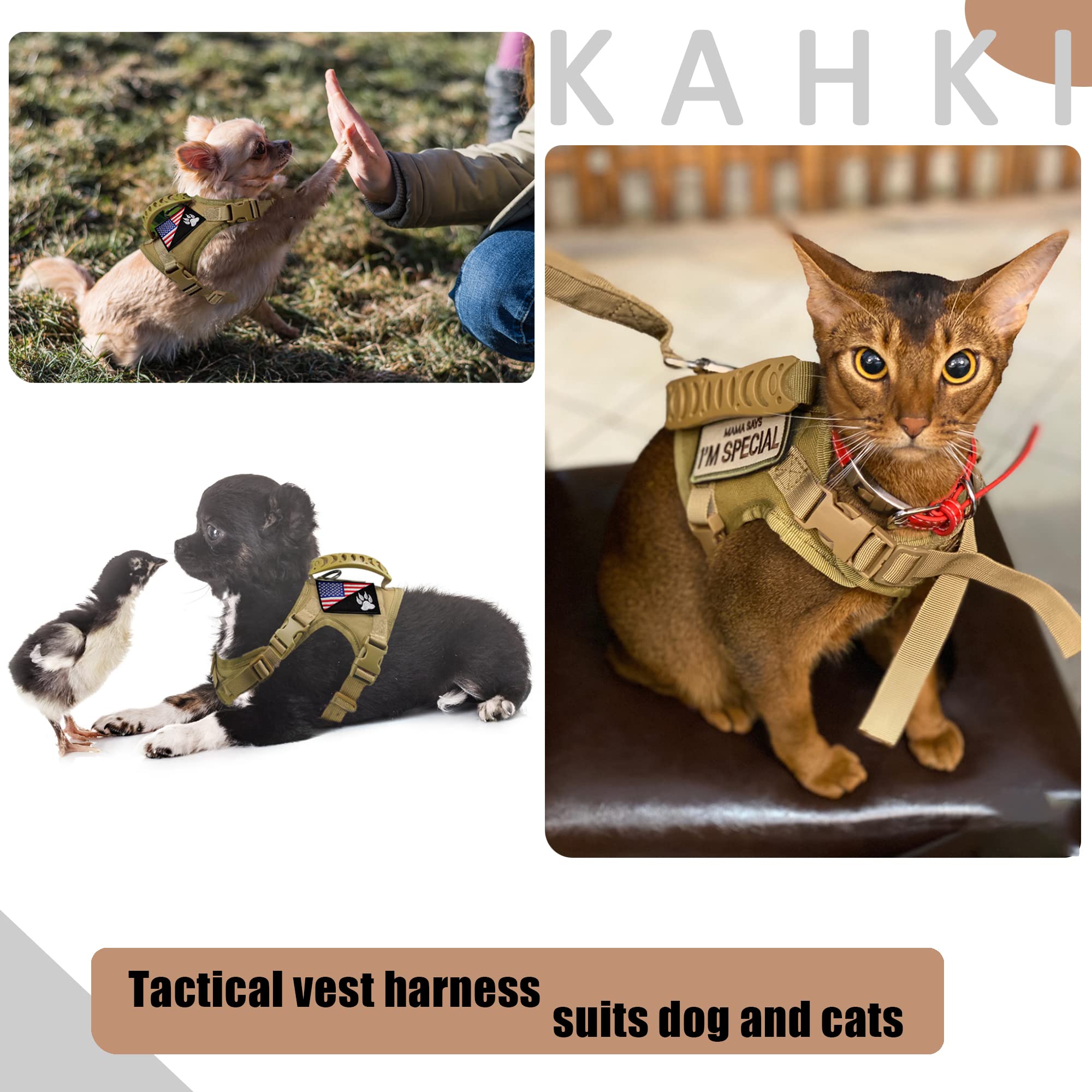 FXGOING Tactical Dog Harness - Adjustable K9 Vest, Nylon, XS, Brown, Model FXGOING001 for Outdoor Training