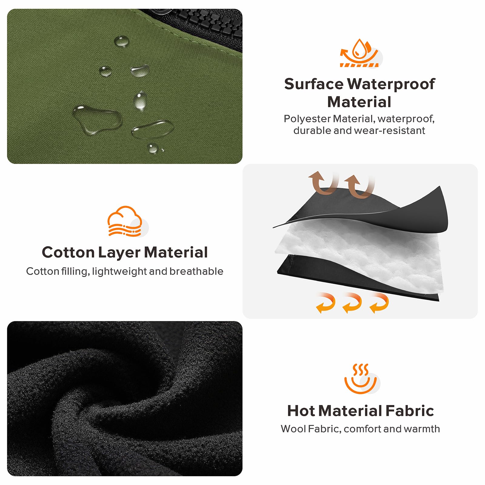 Winter Coat With Harness | Jacket Waterproof With Zipper and Fleece | Warm Dog Coat With Reflective for Small Medium Dogs (Army