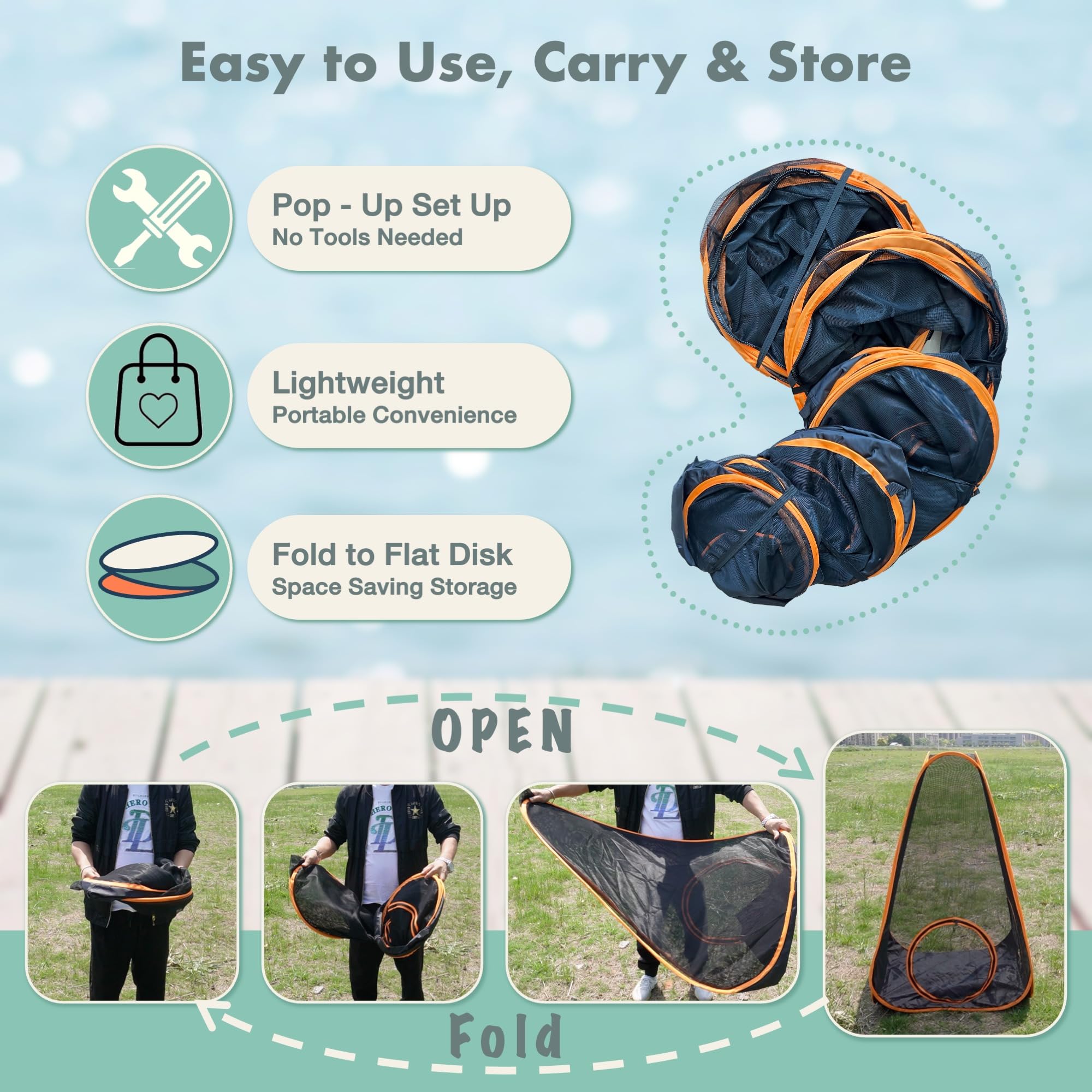 2 Pack Outdoor Indoor Pet Tunnel, Easy Assembly Pop-Up Mesh Cat Play Toy, Portable Foldable Soft Enclosure For Kitty Puppy Rabbi