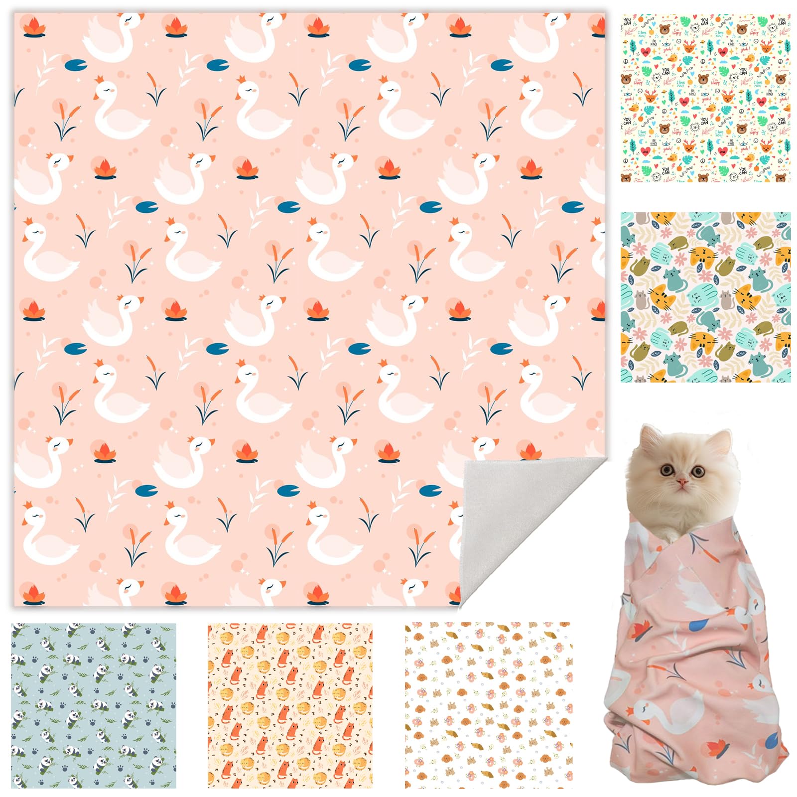 Ruiliangai Cat Grooming Wrap, Cat Wrap for Cutting Nails, Self-Adherent Fabric Wrap for Cats, Cat Burrito Wrap Anti-Scratch, Ant